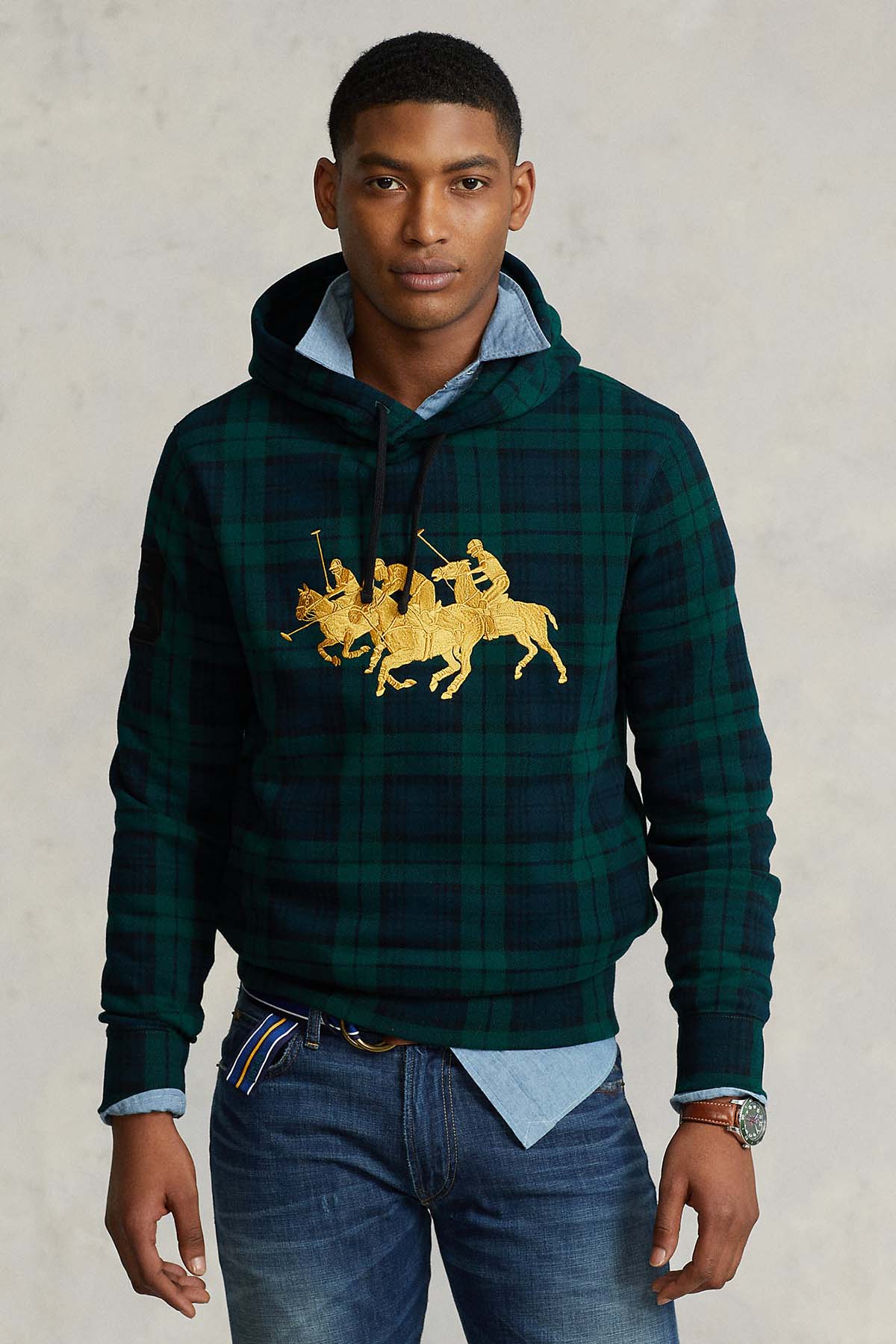 Polo Ralph Lauren Ekoseli Triple Pony Kapüşonlu Sweatshirt-Libas Trendy Fashion Store