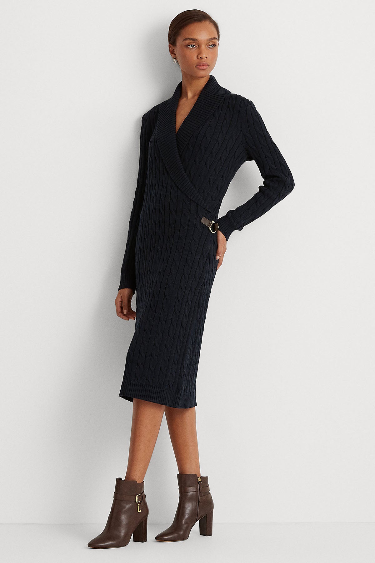 Polo Ralph Lauren Saç Örgü Şal Yaka Triko Elbise-Libas Trendy Fashion Store