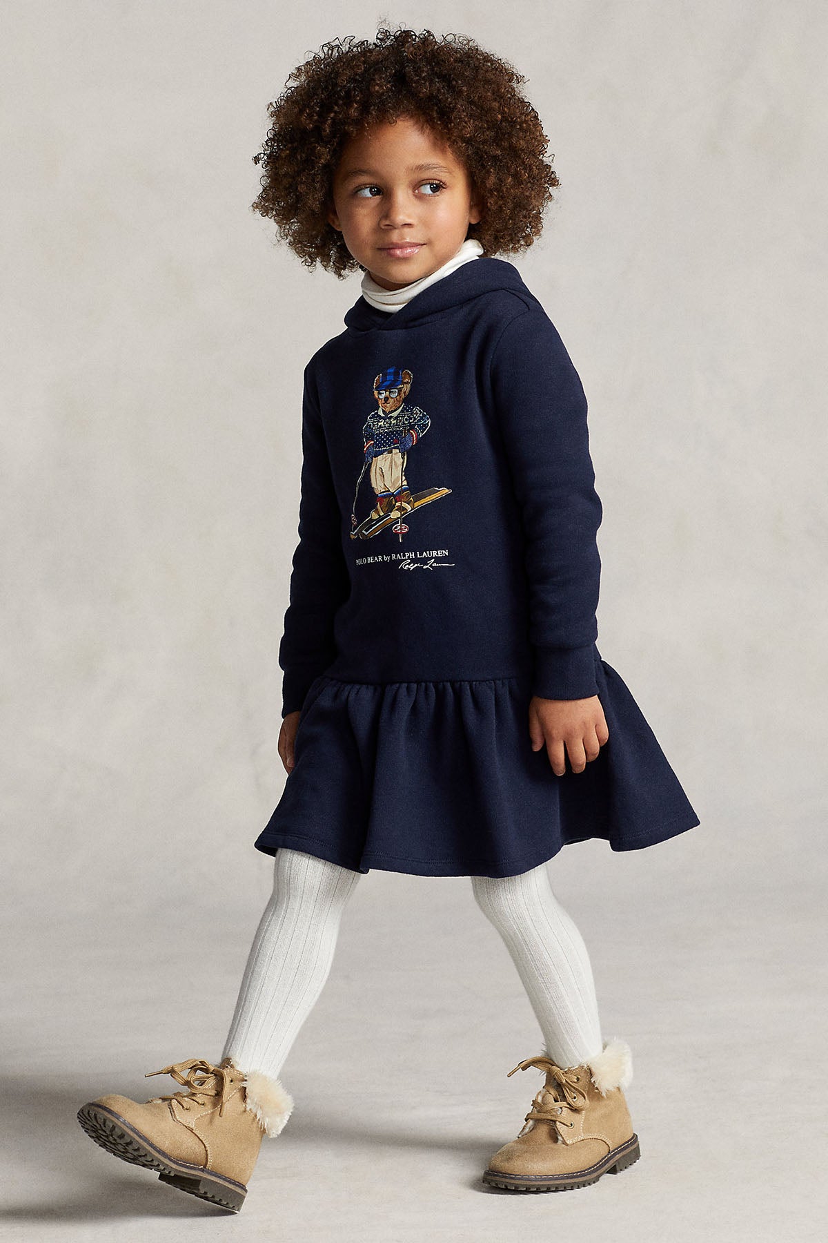 Polo Ralph Lauren Kids 3-4 Yaş Kız Çocuk Polo Bear Sweatshirt Elbise-Libas Trendy Fashion Store