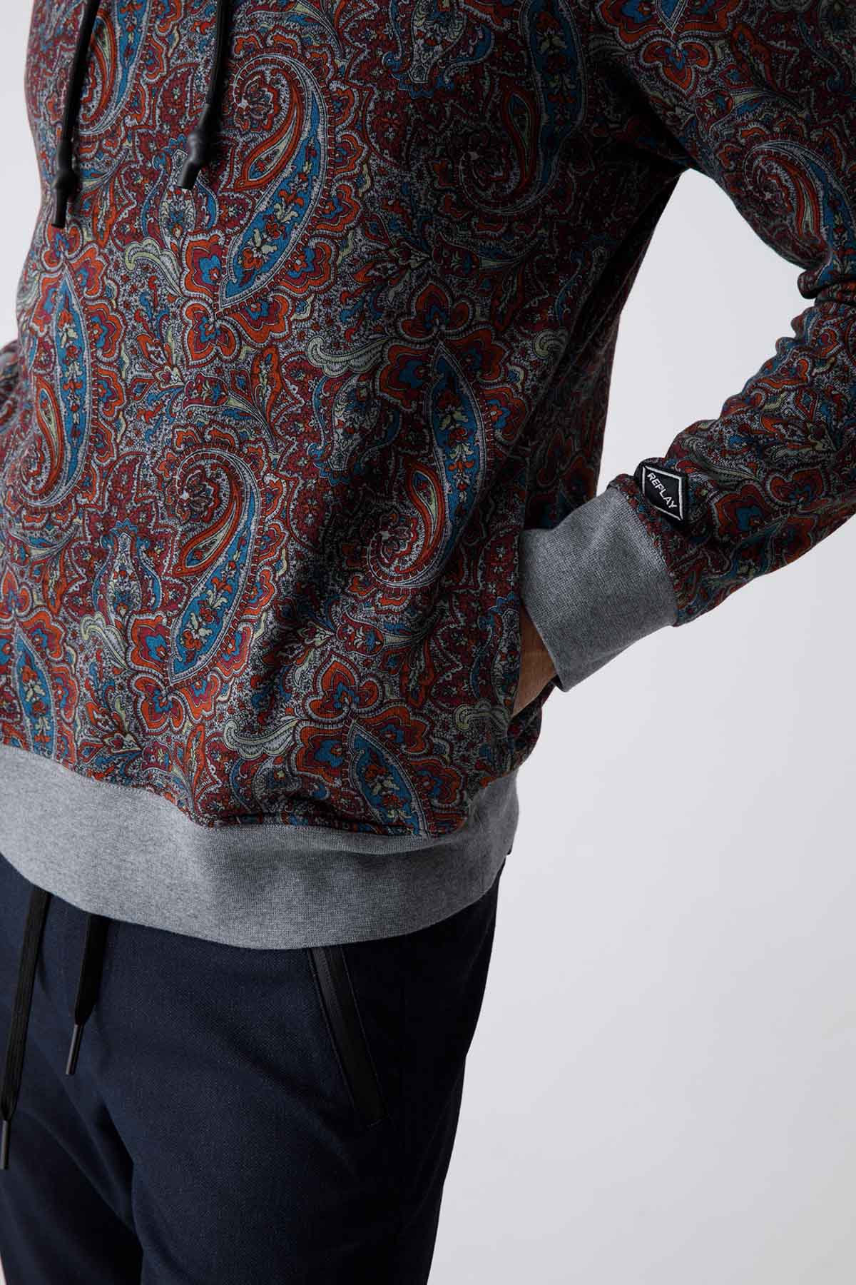 Replay Şal Desenli Kapüşonlu Sweatshirt-Libas Trendy Fashion Store