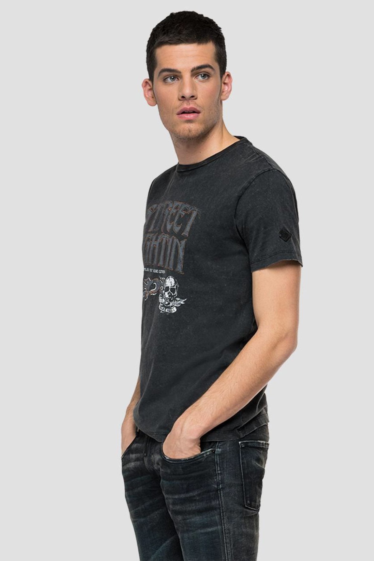 Replay Yıkamalı Logolu T-shirt-Libas Trendy Fashion Store
