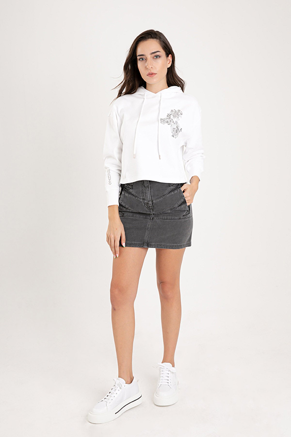 Kenzo Kapüşonlu Crop Sweatshirt-Libas Trendy Fashion Store