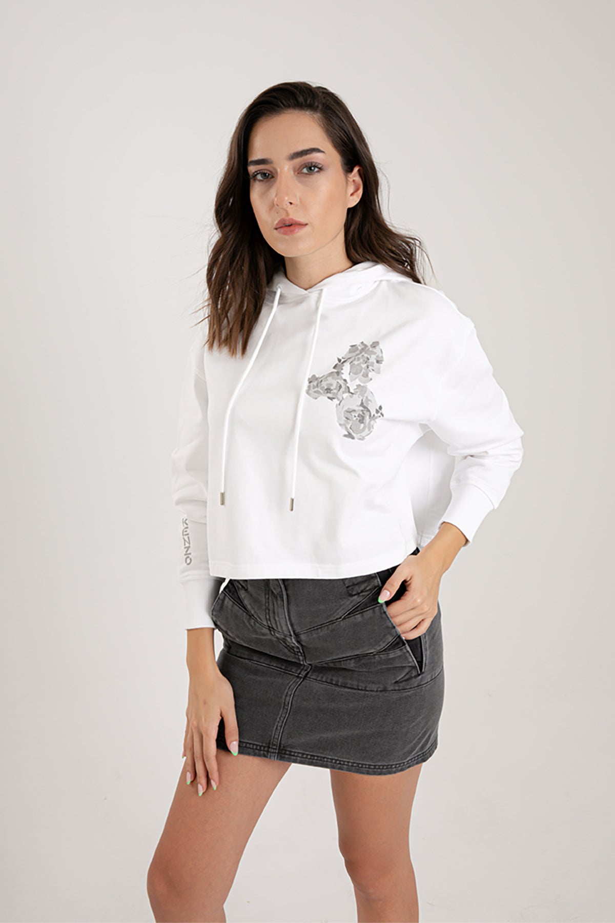 Kenzo Kapüşonlu Crop Sweatshirt-Libas Trendy Fashion Store