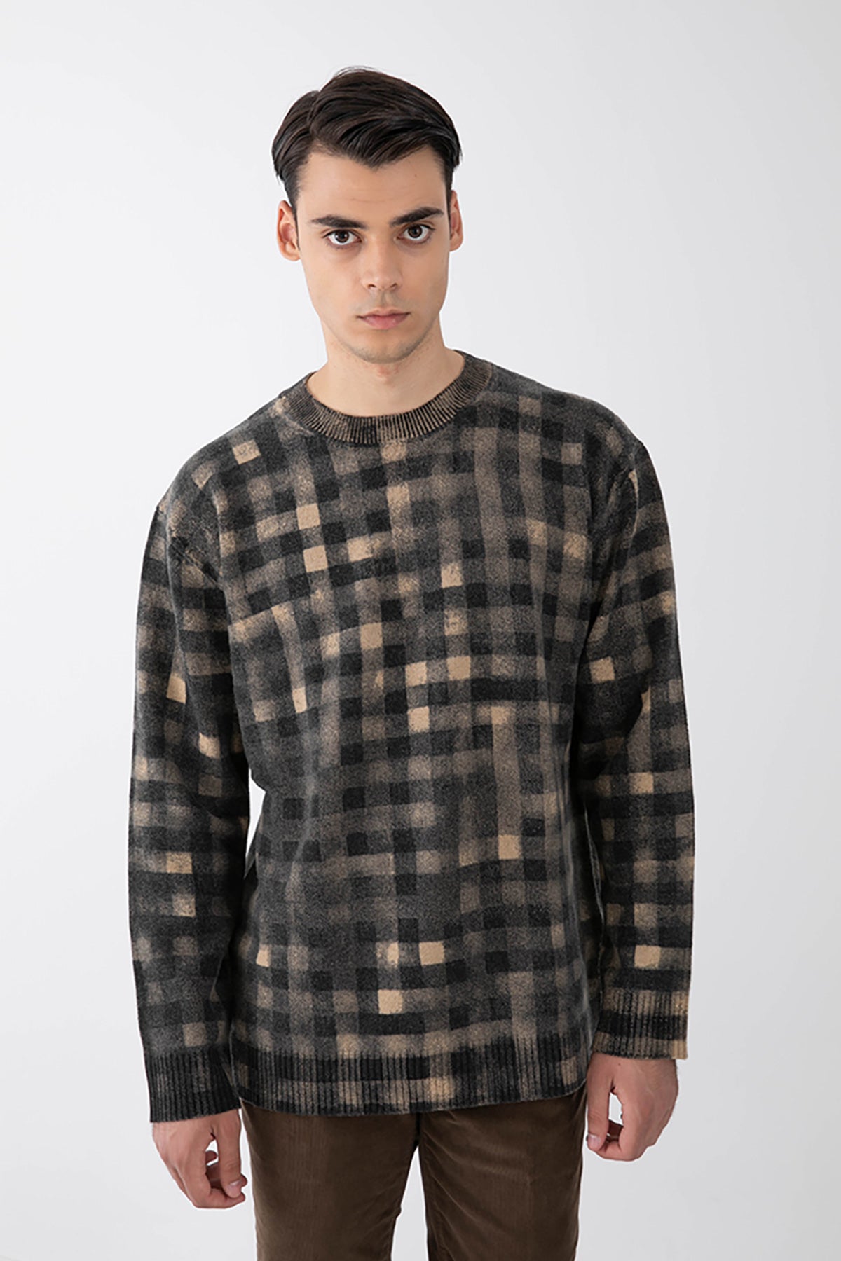 Kenzo Eskitme Efektli Kare Desenli Triko-Libas Trendy Fashion Store