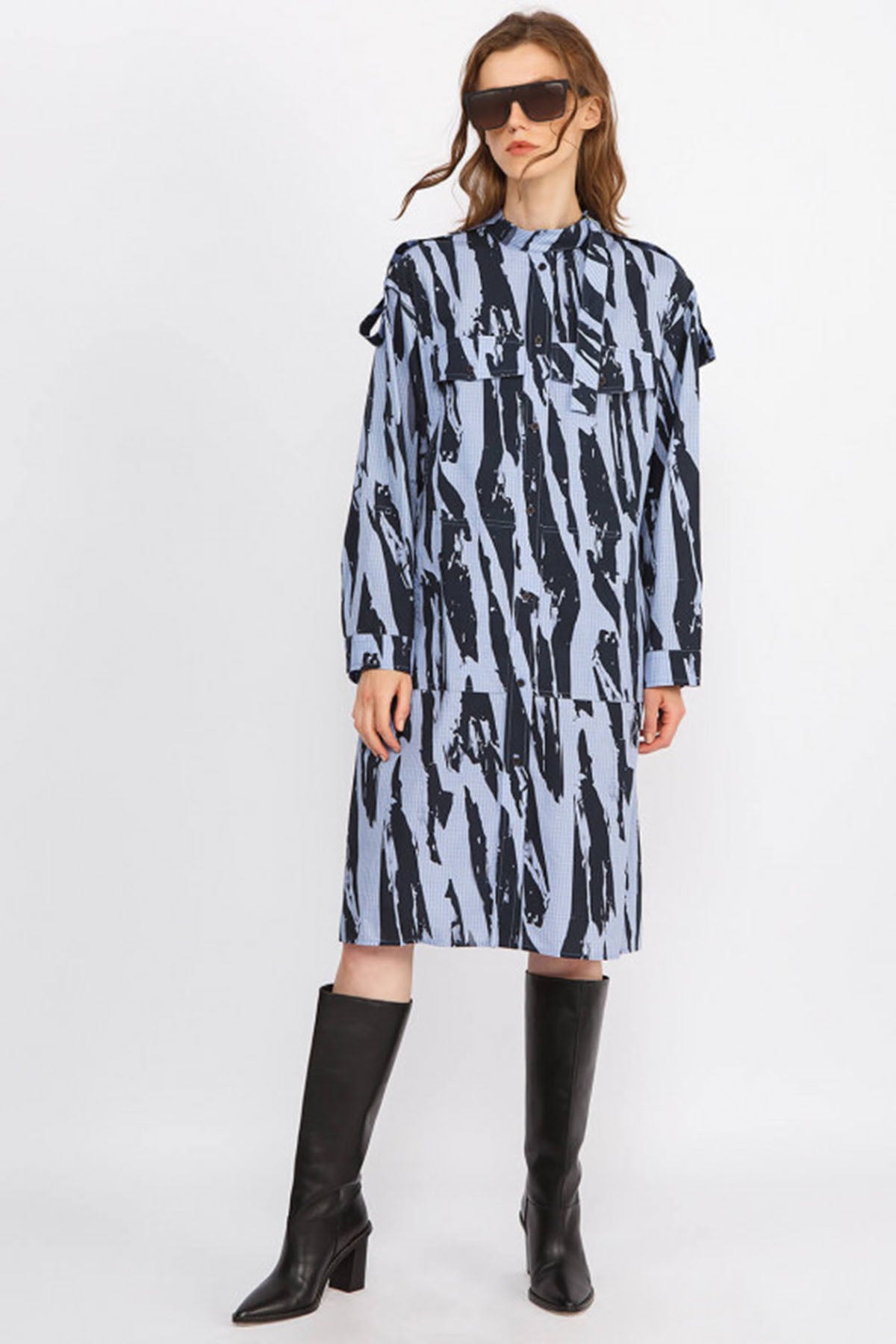 Kenzo Cep Detaylı Midi Elbise-Libas Trendy Fashion Store