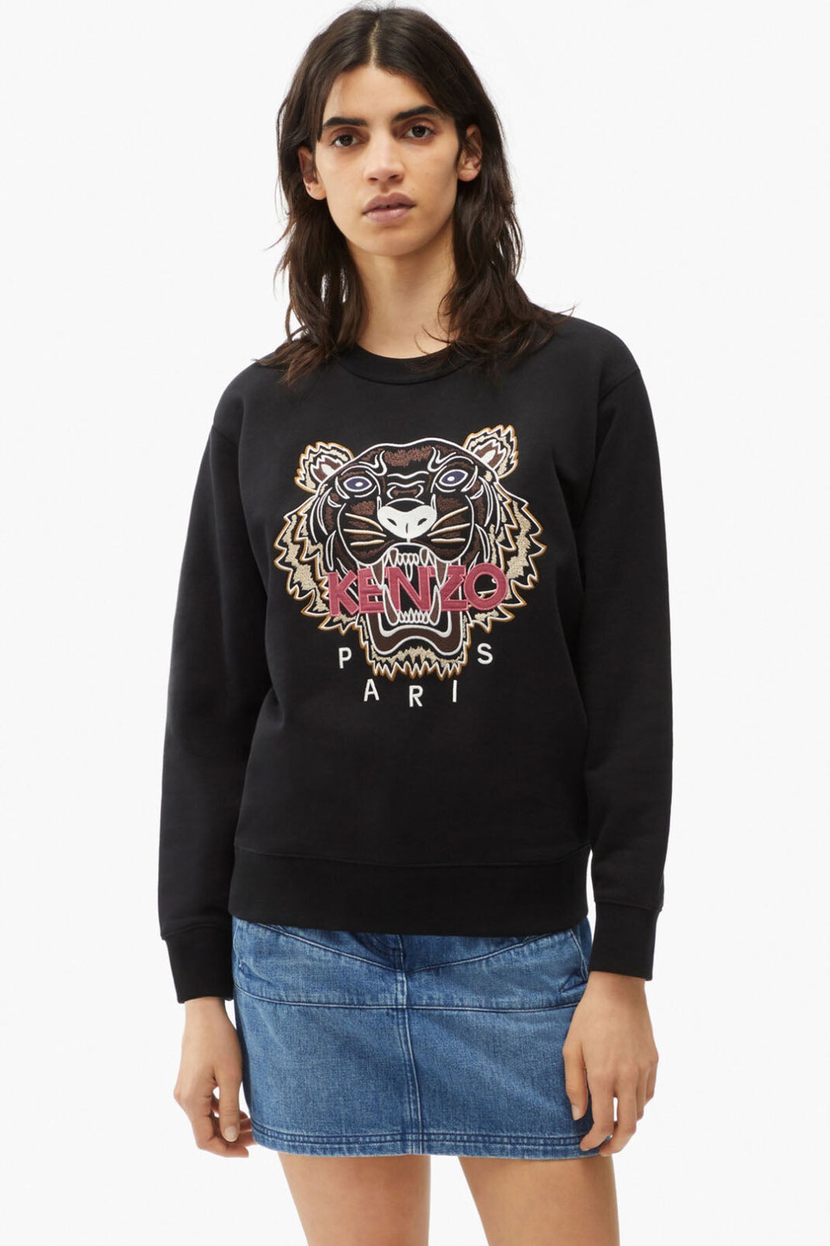 Kenzo Yuvarlak Yaka Kaplan Logolu Sweatshirt-Libas Trendy Fashion Store
