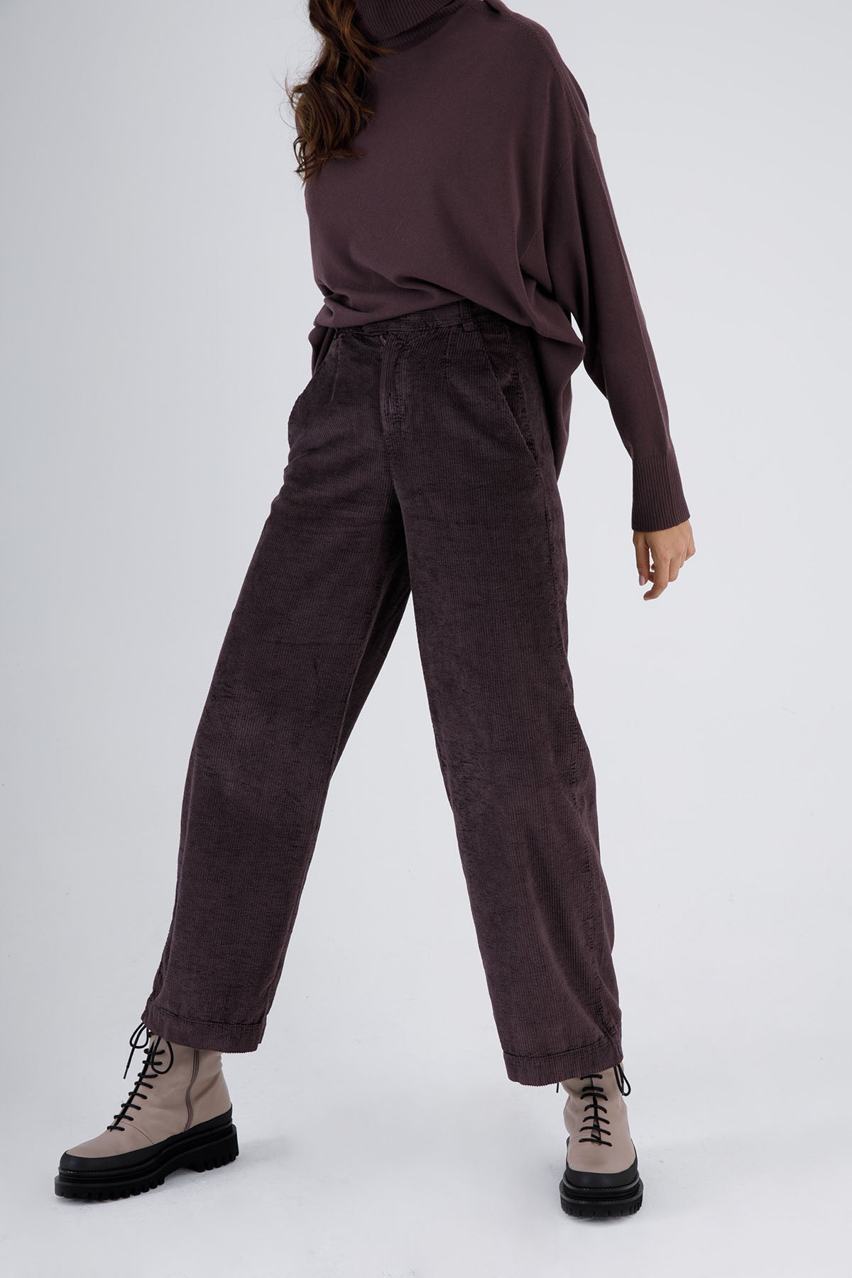 Transit Fitilli Kadife Yüksek Bel Streç Pantolon-Libas Trendy Fashion Store