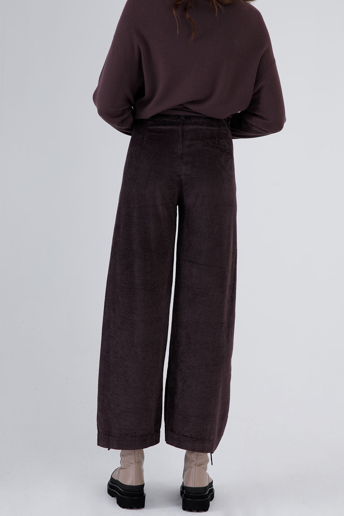 Transit Fitilli Kadife Yüksek Bel Streç Pantolon-Libas Trendy Fashion Store