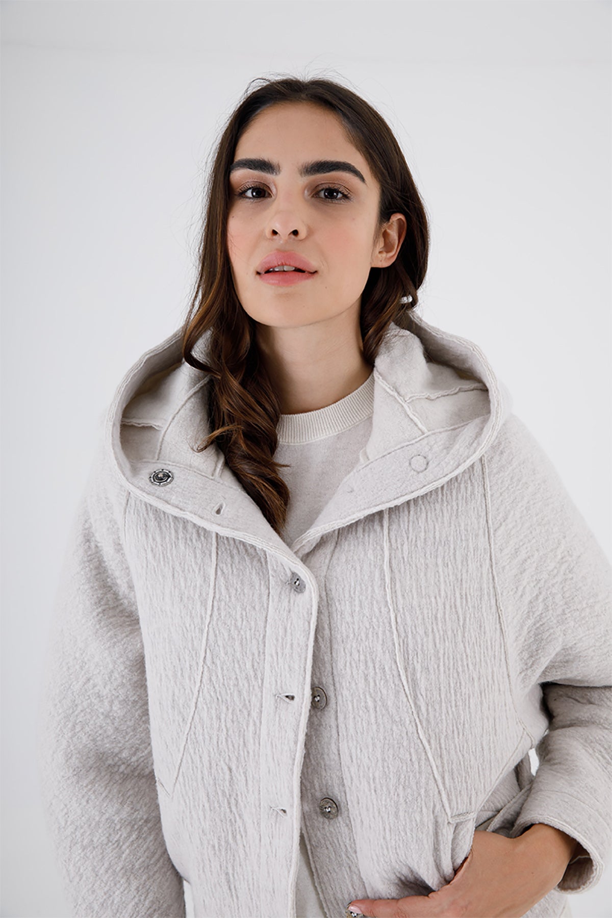 Transit Kapüşonlu Yün Ceket-Libas Trendy Fashion Store