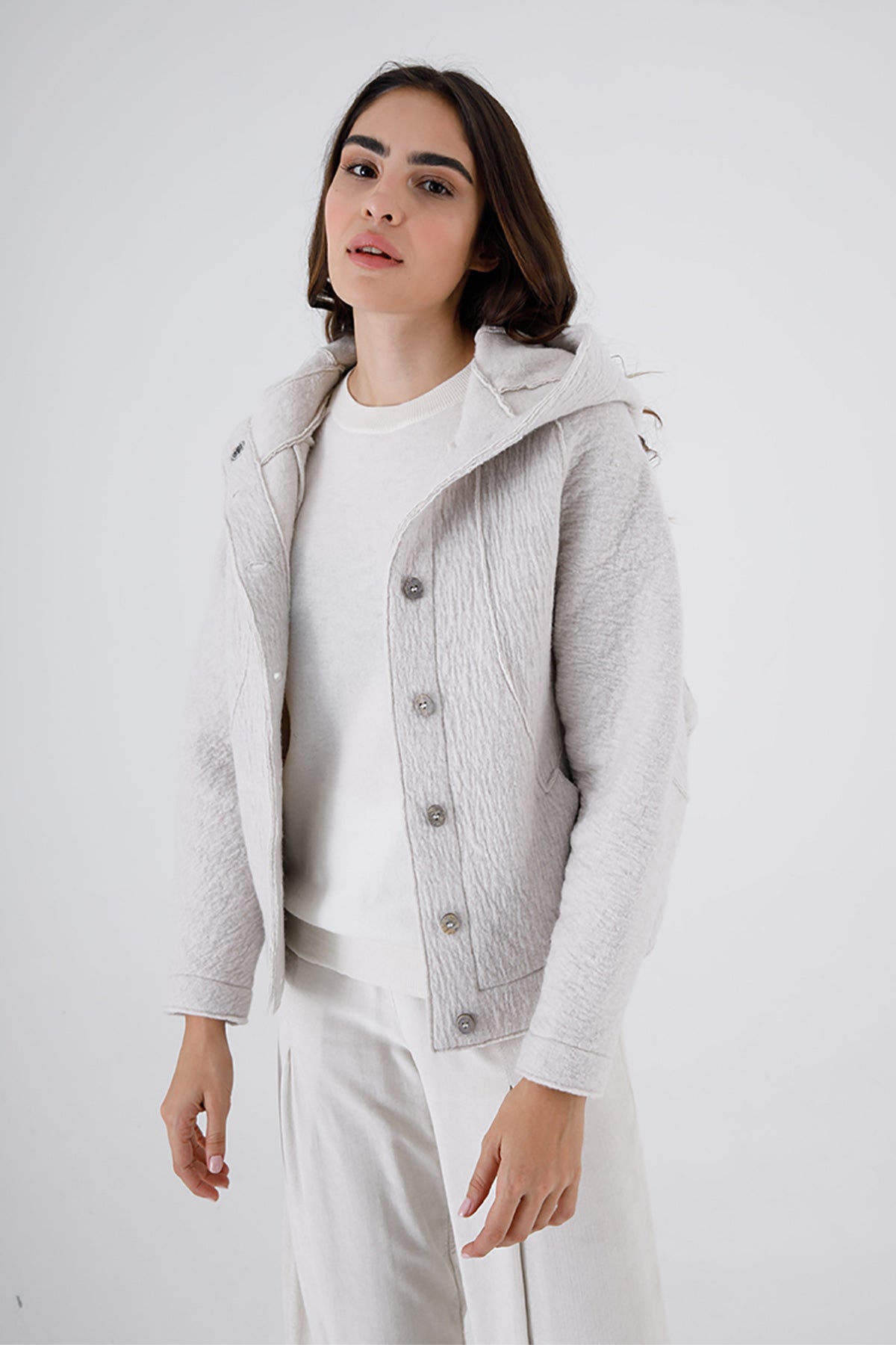 Transit Kapüşonlu Yün Ceket-Libas Trendy Fashion Store