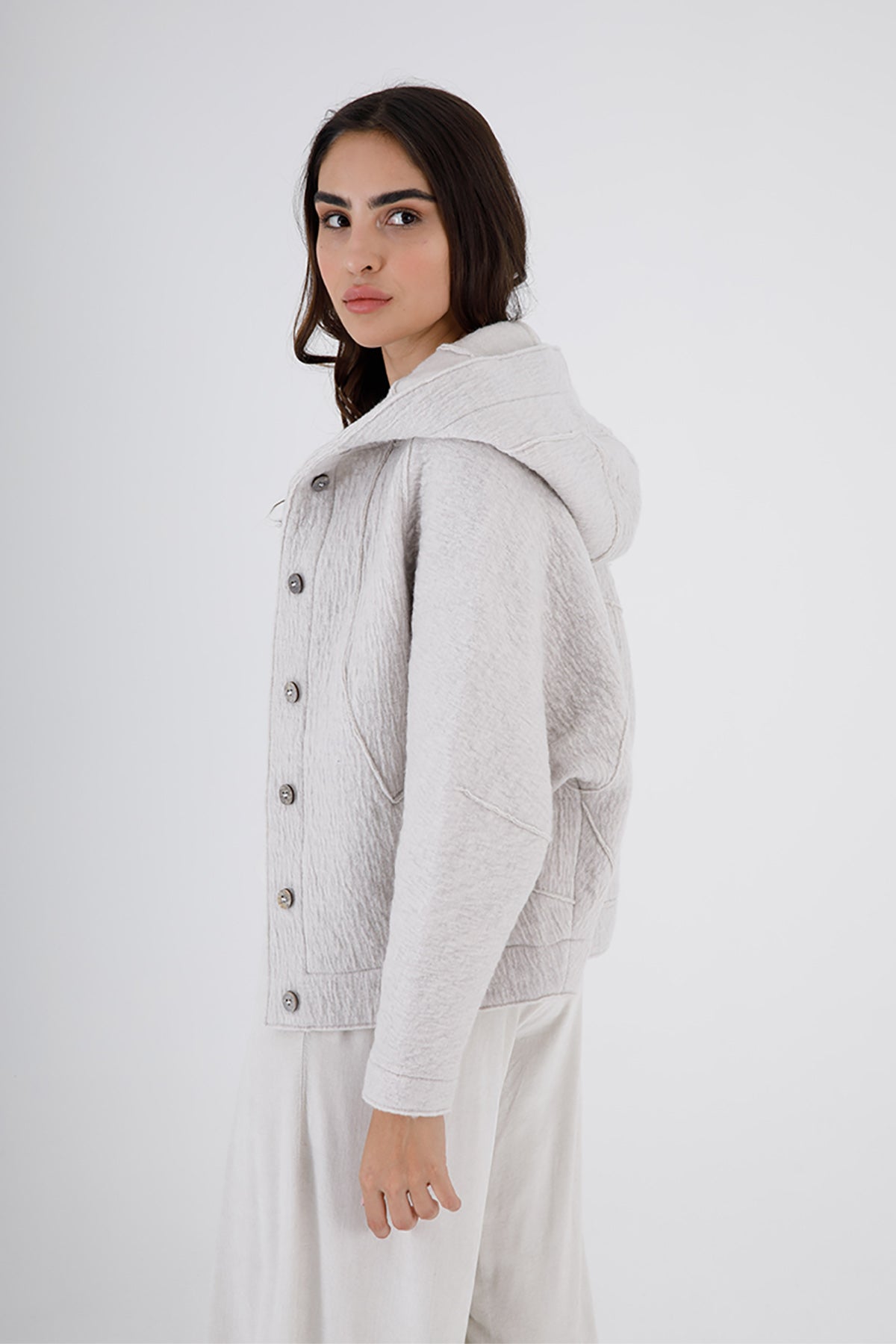 Transit Kapüşonlu Yün Ceket-Libas Trendy Fashion Store