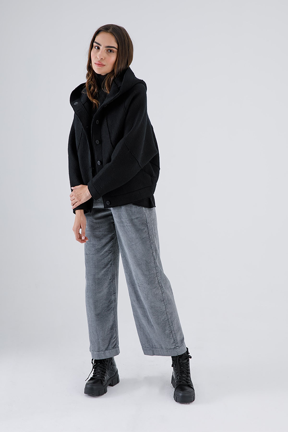 Transit Kapüşonlu Yün Ceket-Libas Trendy Fashion Store