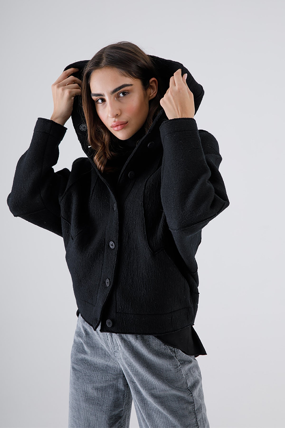 Transit Kapüşonlu Yün Ceket-Libas Trendy Fashion Store