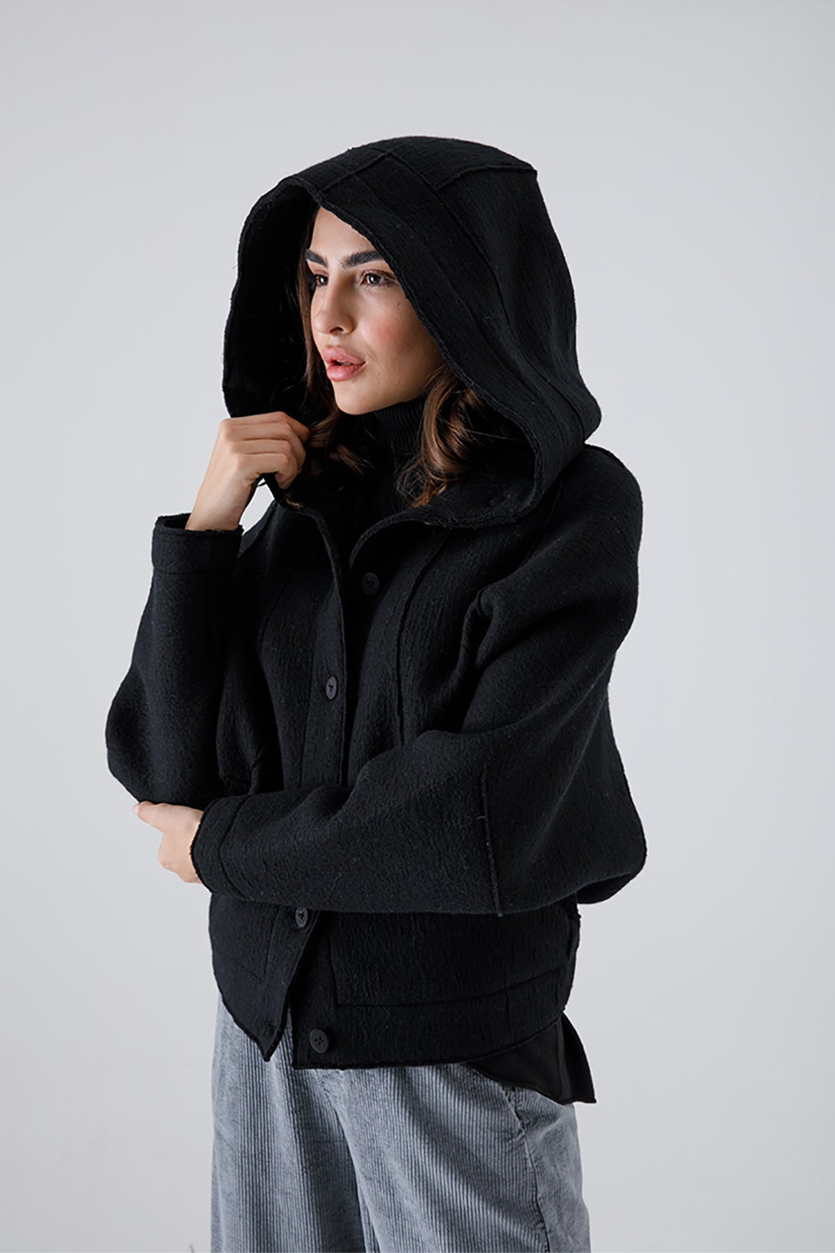 Transit Kapüşonlu Yün Ceket-Libas Trendy Fashion Store