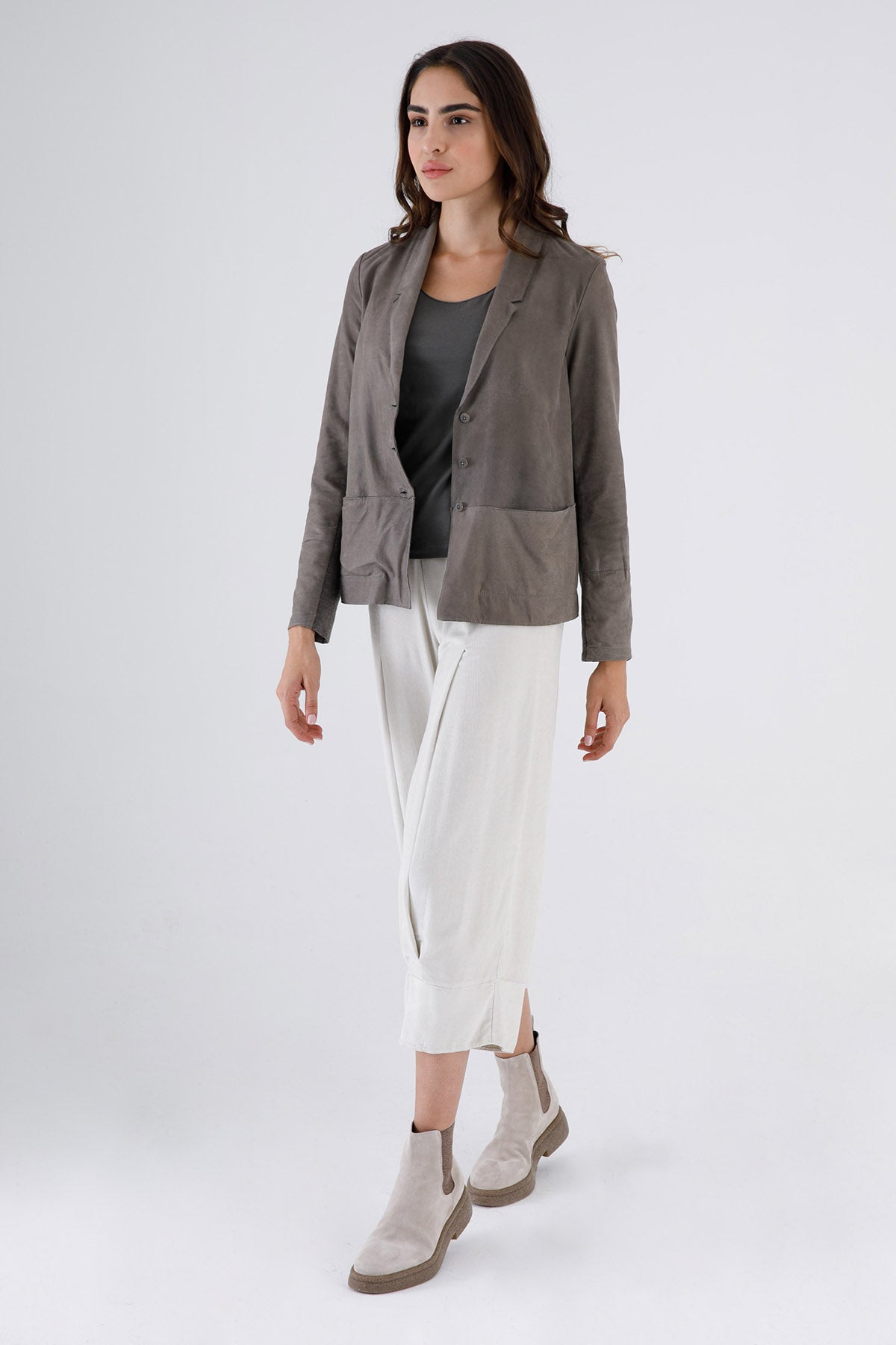 Transit Sırtı Yünlü Deri Ceket-Libas Trendy Fashion Store