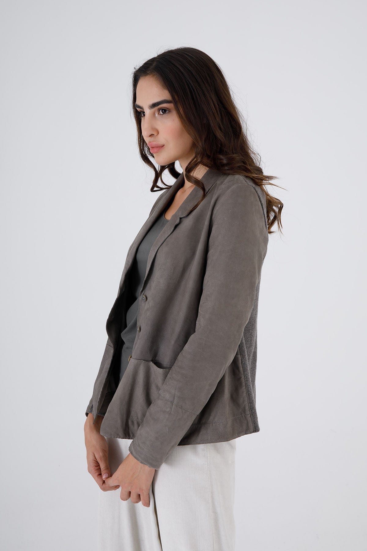 Transit Sırtı Yünlü Deri Ceket-Libas Trendy Fashion Store