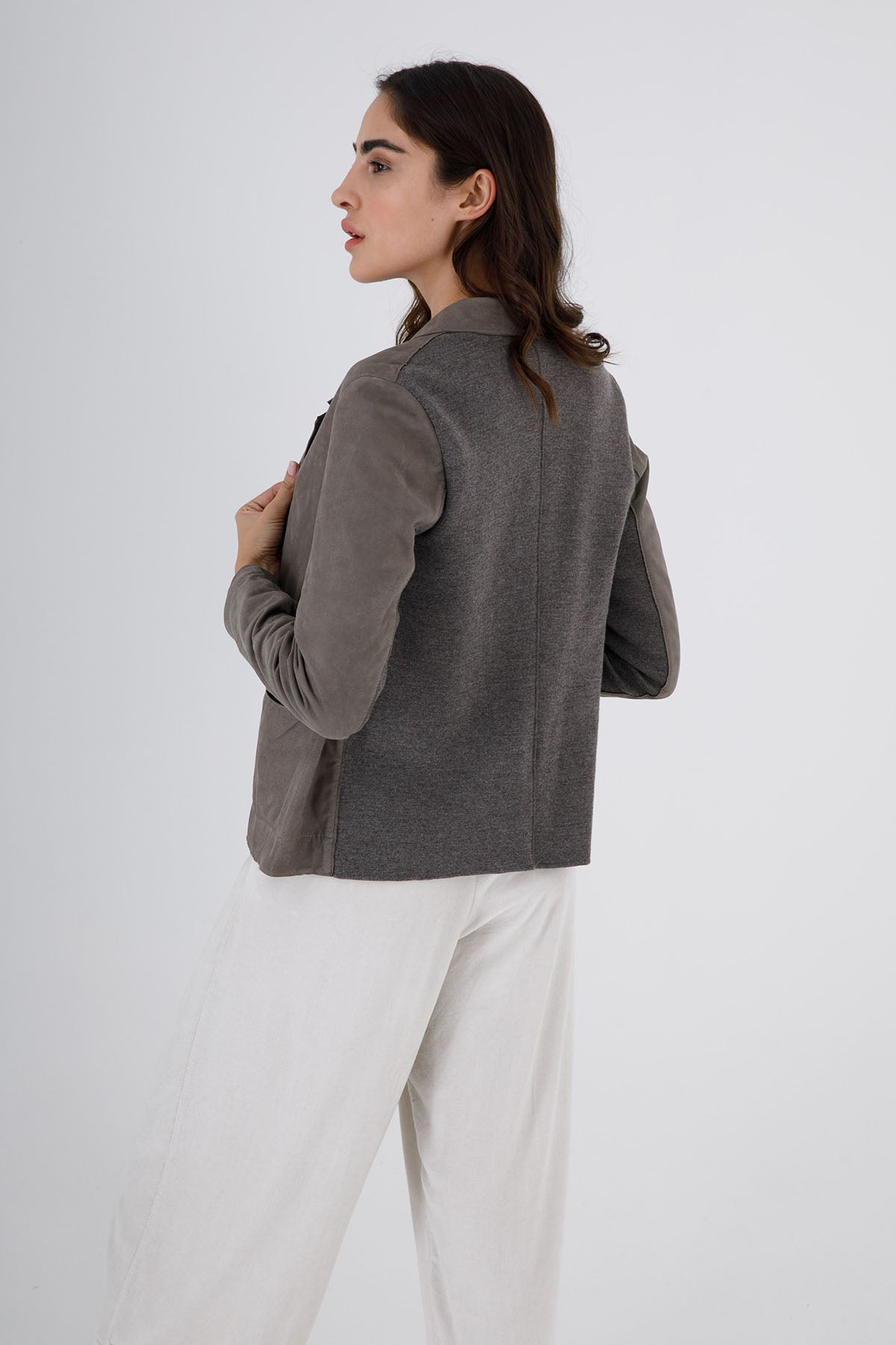 Transit Sırtı Yünlü Deri Ceket-Libas Trendy Fashion Store