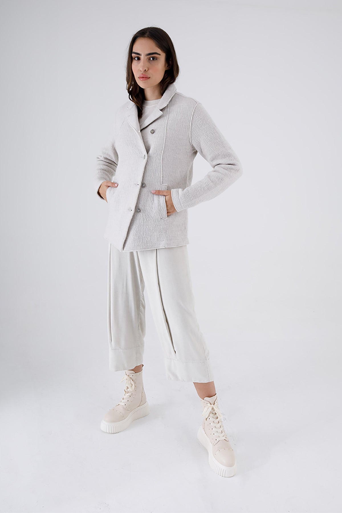 Transit Yüksek Bel Pileli Crop Pantolon-Libas Trendy Fashion Store