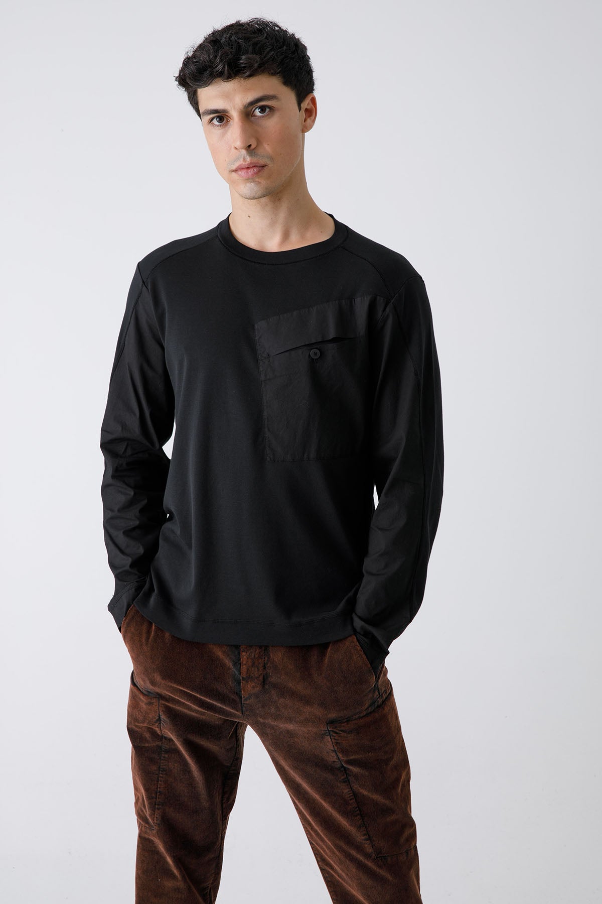 Transit Cep Detaylı Uzun Kollu T-shirt-Libas Trendy Fashion Store