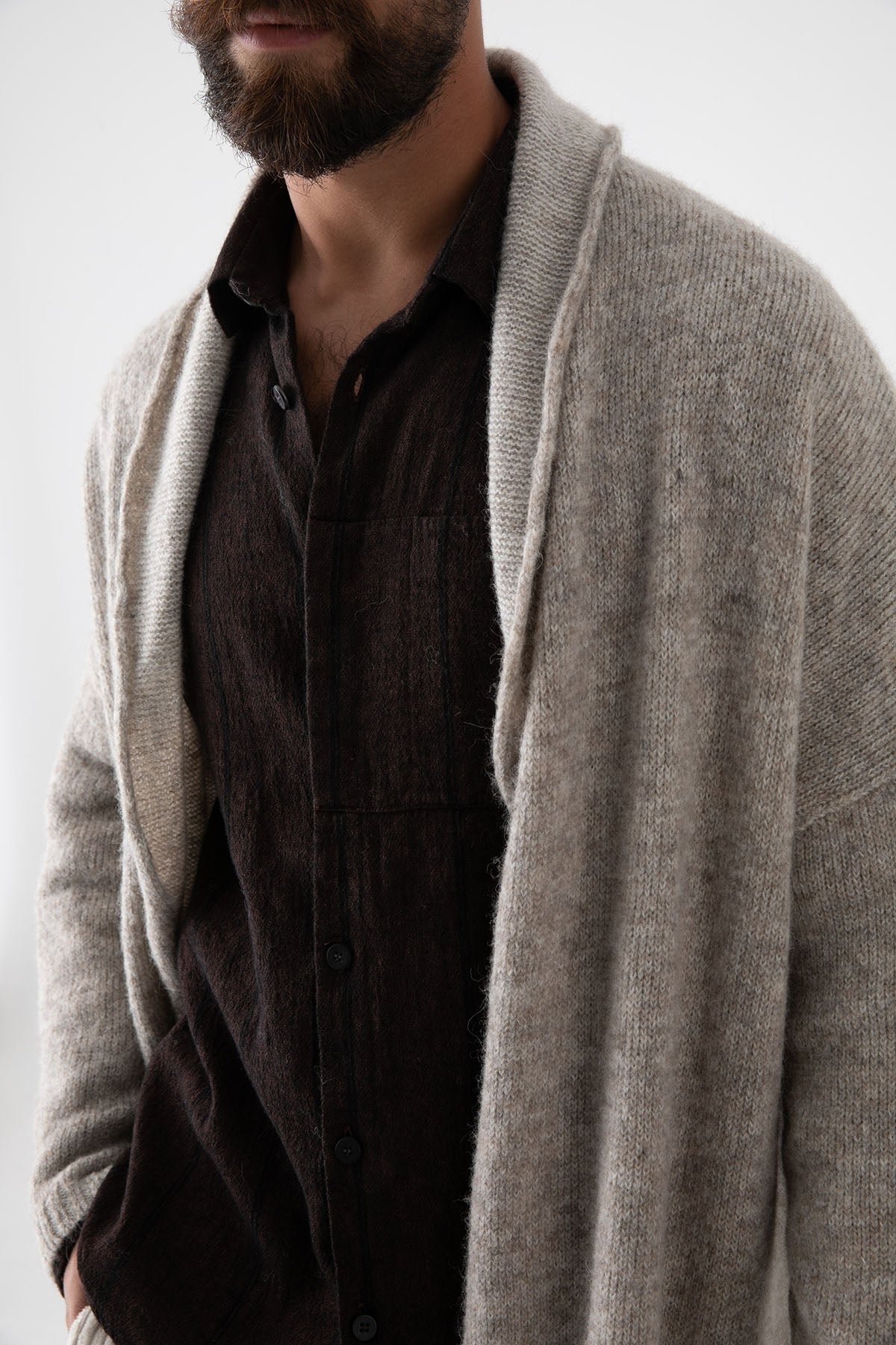 Transit Şal Yaka Yün Triko Ceket