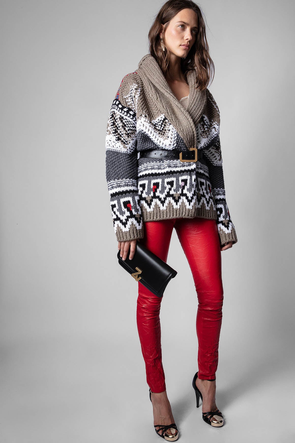 Zadig & Voltaire Desenli Şal Yaka Yün Triko Ceket-Libas Trendy Fashion Store