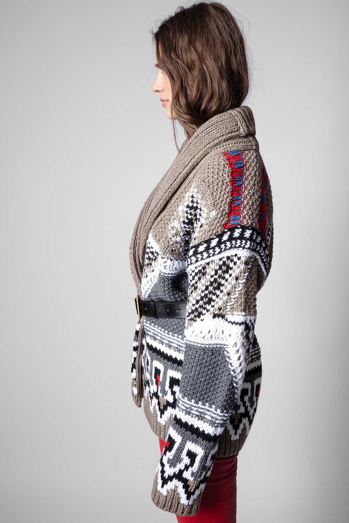 Zadig & Voltaire Desenli Şal Yaka Yün Triko Ceket-Libas Trendy Fashion Store