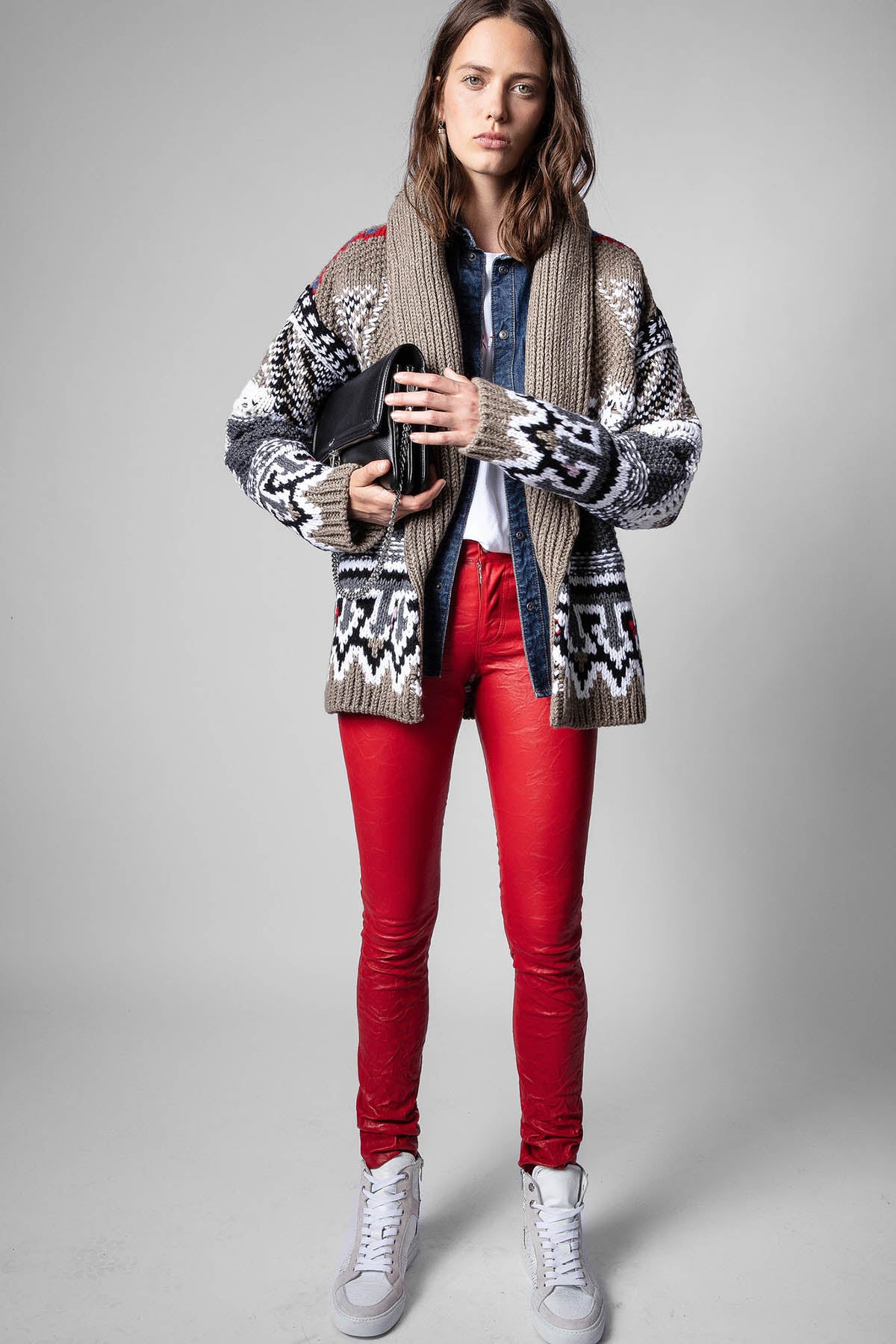 Zadig & Voltaire Desenli Şal Yaka Yün Triko Ceket-Libas Trendy Fashion Store