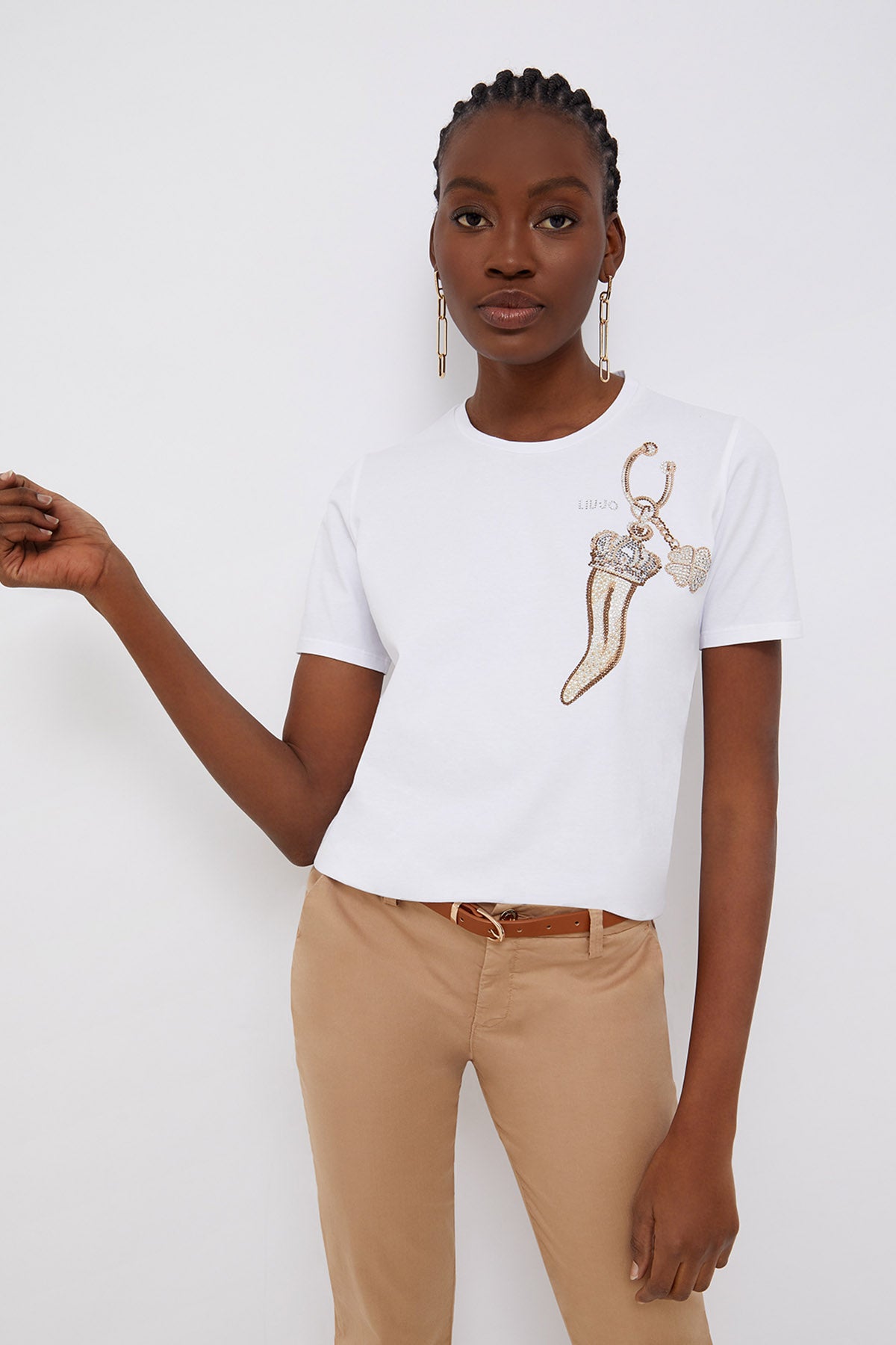 Liu Jo Taş Aksesuarlı Streç T-shirt-Libas Trendy Fashion Store