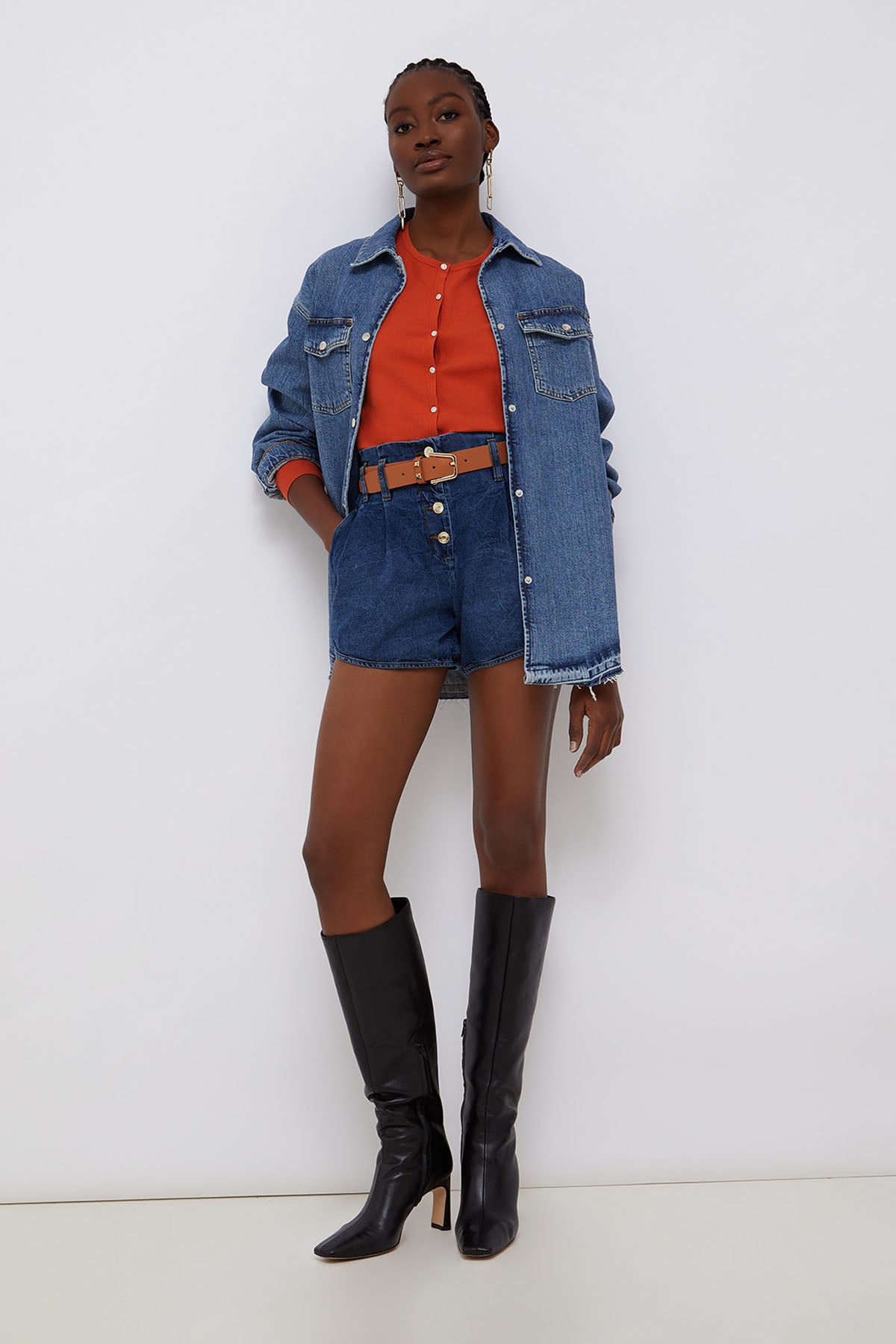 Liu Jo Çift Pile Yüksek Bel Denim Şort-Libas Trendy Fashion Store