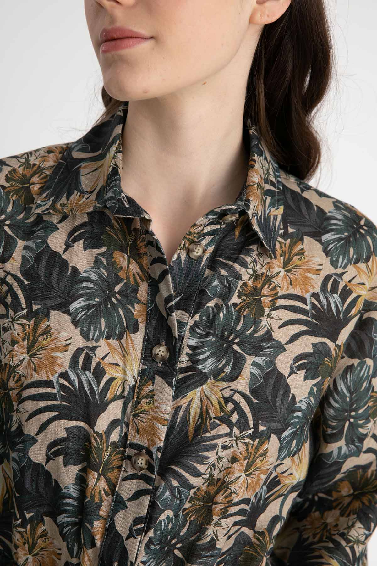 Liu Jo Belden Büzgülü Desenli Keten Tulum-Libas Trendy Fashion Store