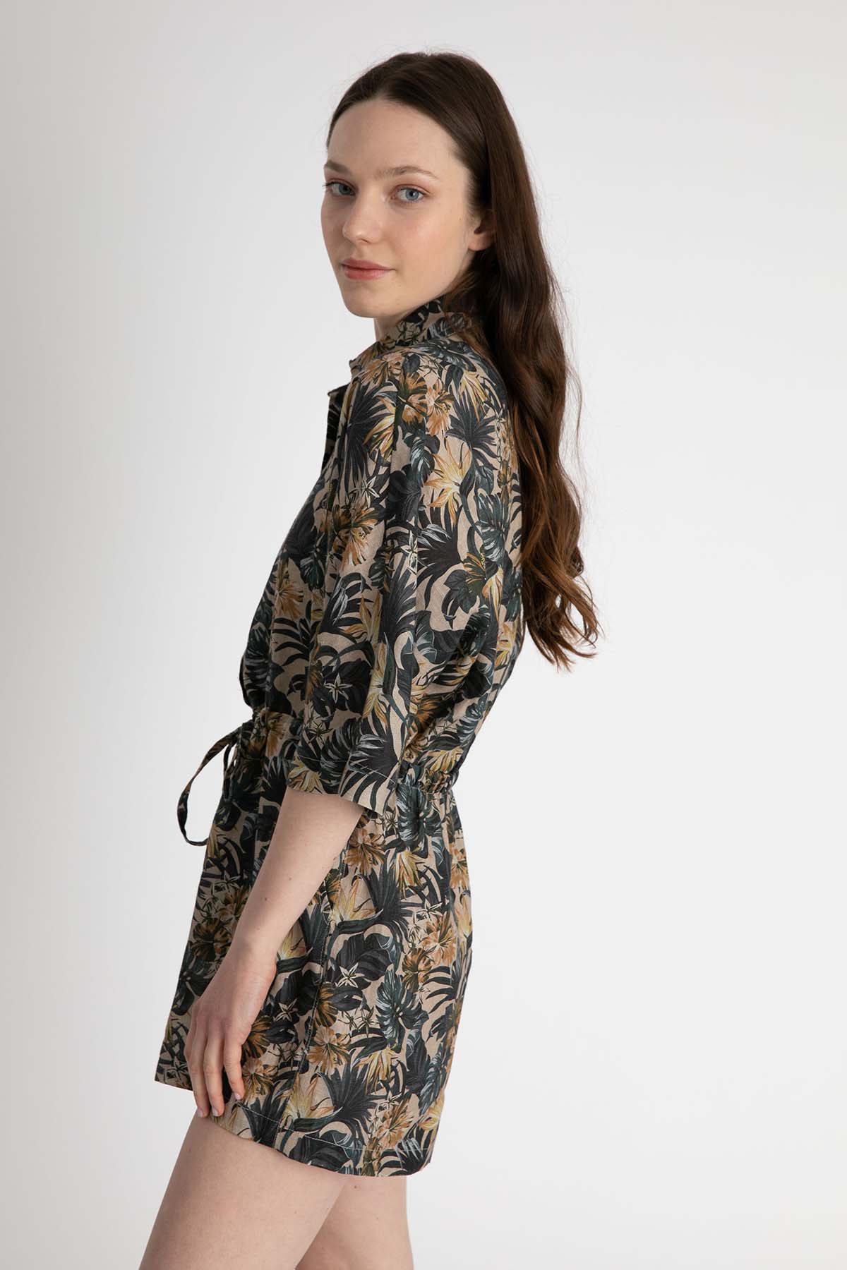 Liu Jo Belden Büzgülü Desenli Keten Tulum-Libas Trendy Fashion Store