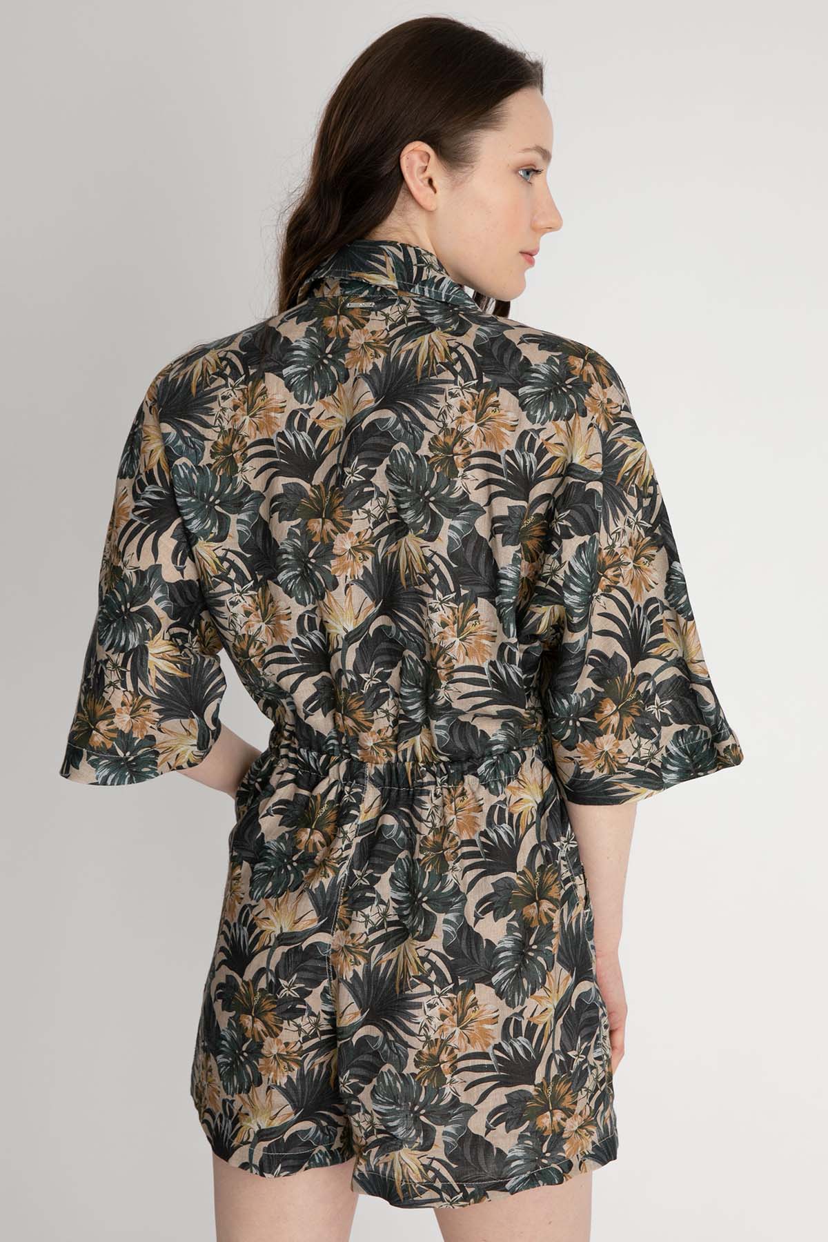 Liu Jo Belden Büzgülü Desenli Keten Tulum-Libas Trendy Fashion Store