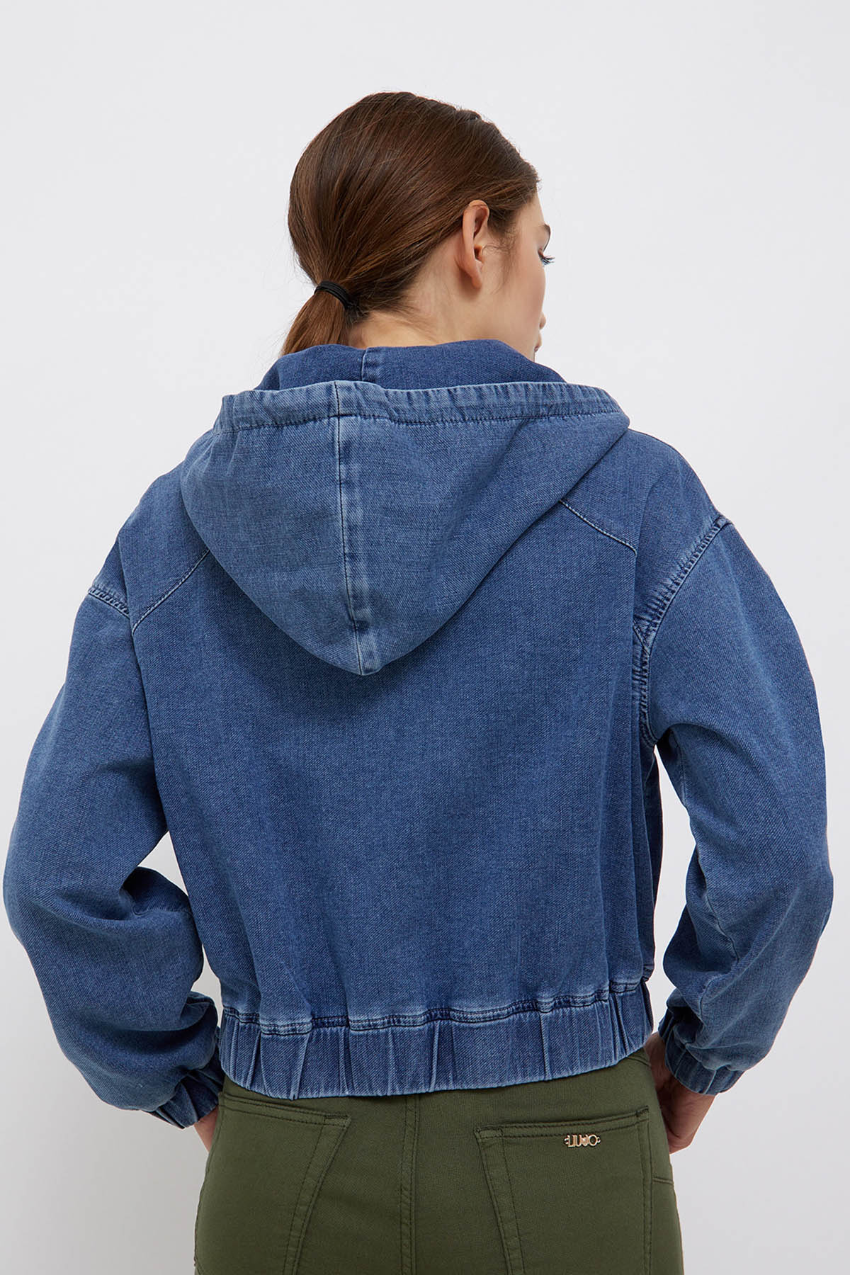 Liu Jo Geniş Kesim Kapüşonlu Denim Sweatshirt Ceket-Libas Trendy Fashion Store