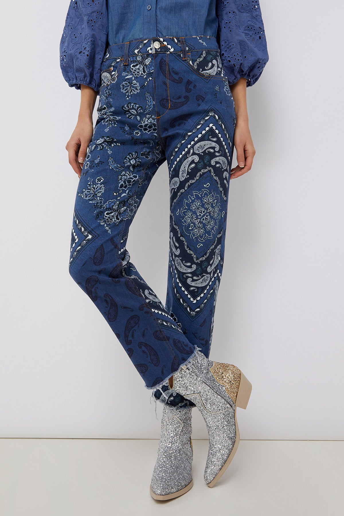 Liu Jo Şal Desenli Yüksek Bel Jeans-Libas Trendy Fashion Store