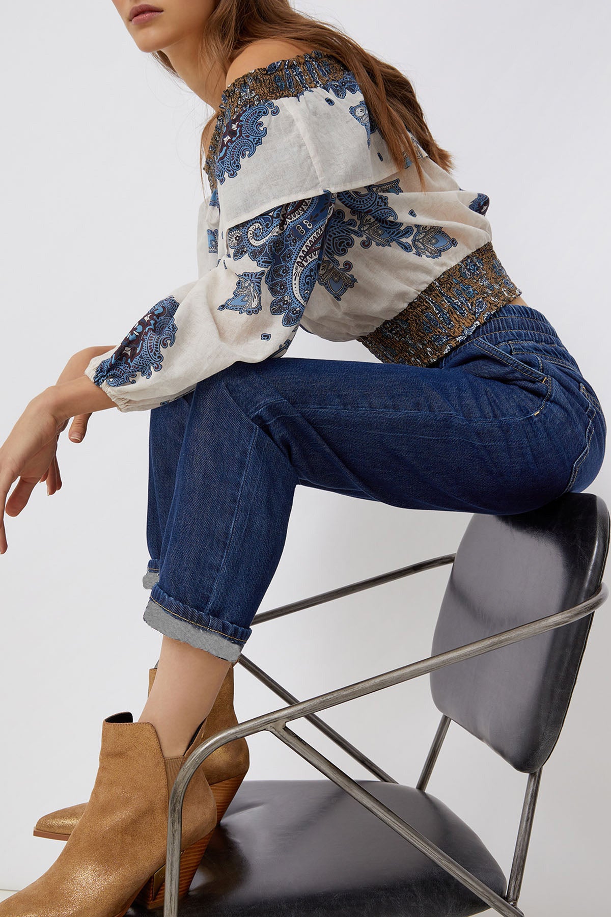 Liu Jo Boyfriend Beli Lastikli Yüksek Bel Denim Pantolon-Libas Trendy Fashion Store