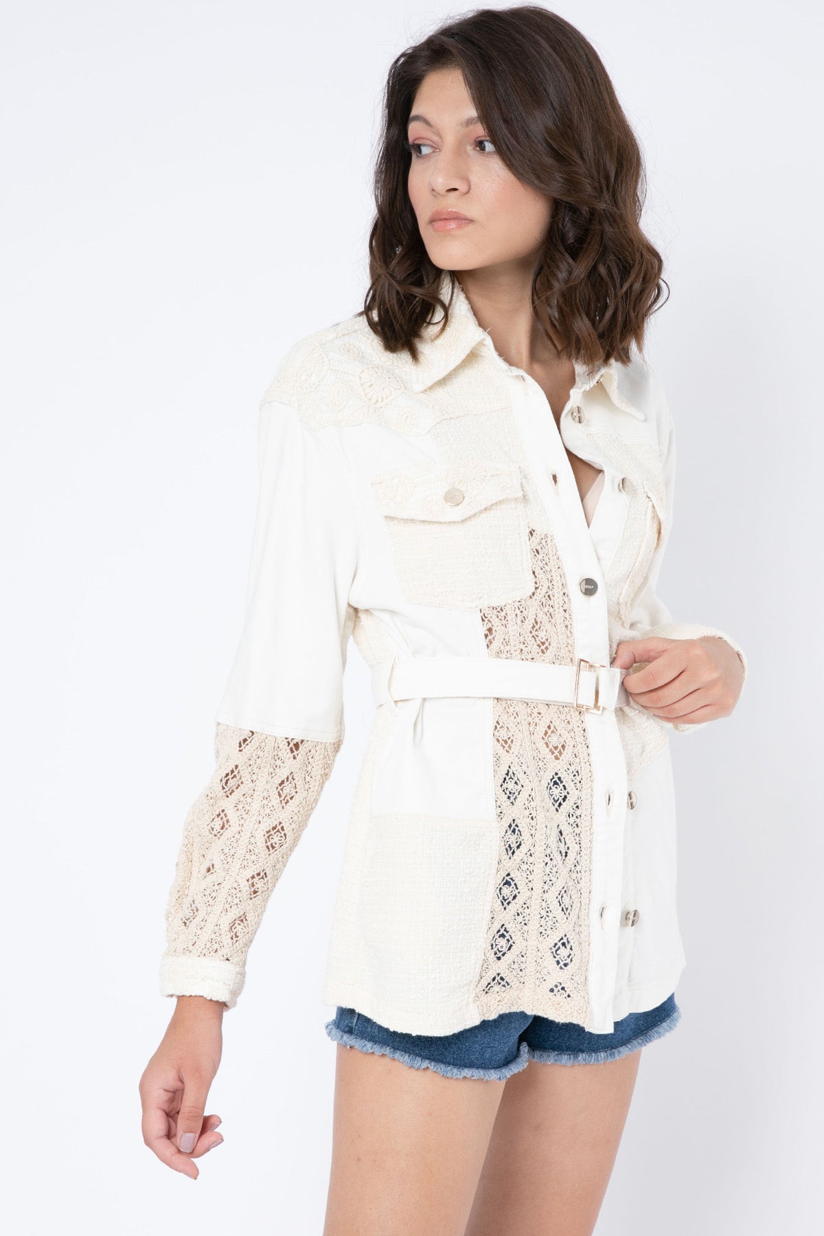 Liu Jo Kuşaklı Nakış Detaylı Denim Ceket-Libas Trendy Fashion Store