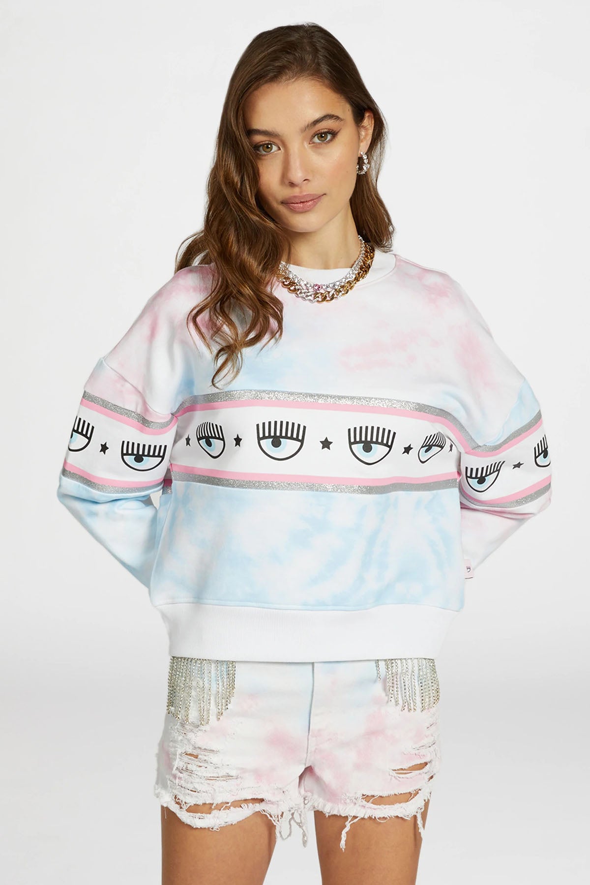 Chiara Ferragni Geniş Kesim Göz Logolu Batik Sweatshirt-Libas Trendy Fashion Store