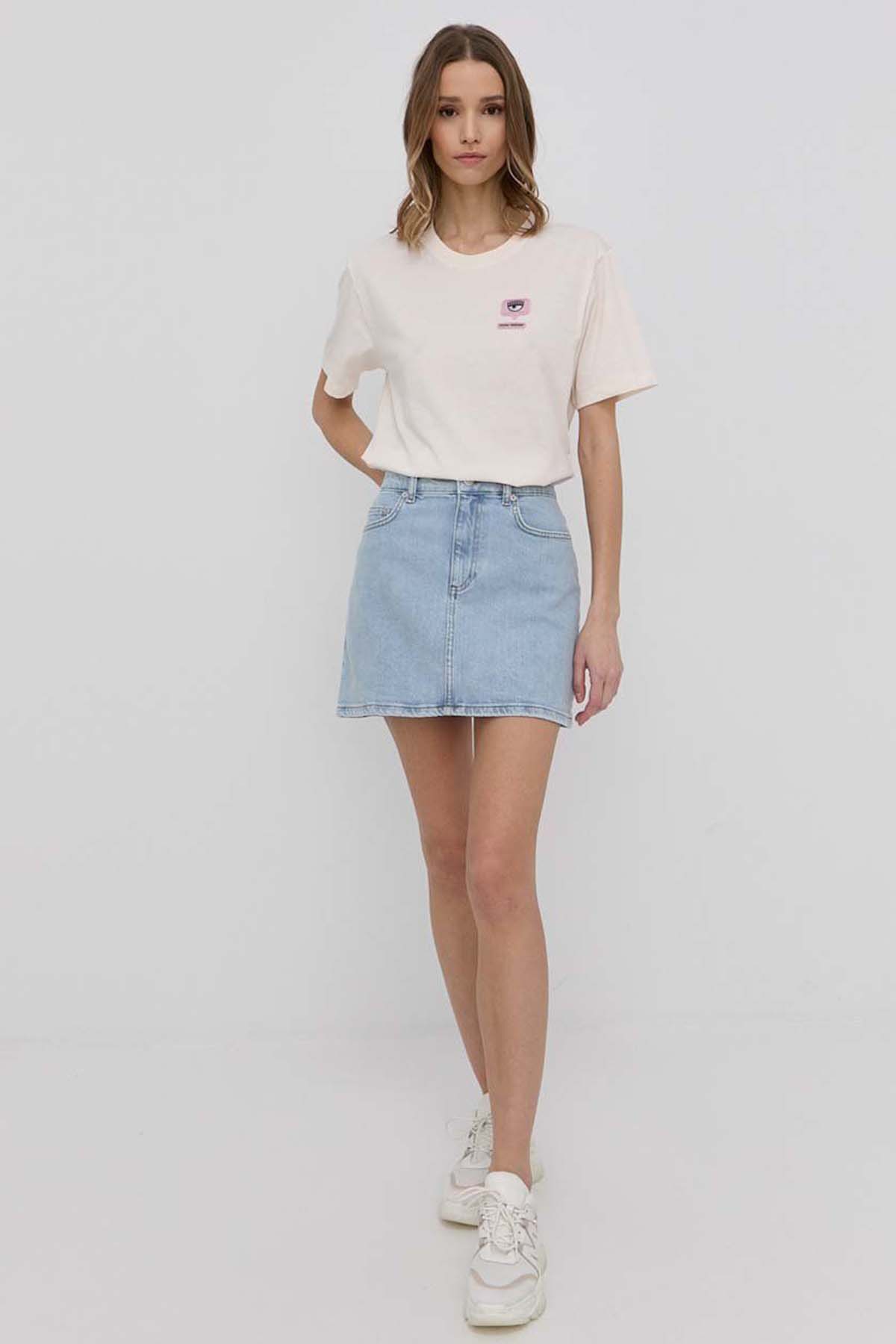 Chiara Ferragni Yuvarlak Yaka Logolu T-shirt-Libas Trendy Fashion Store