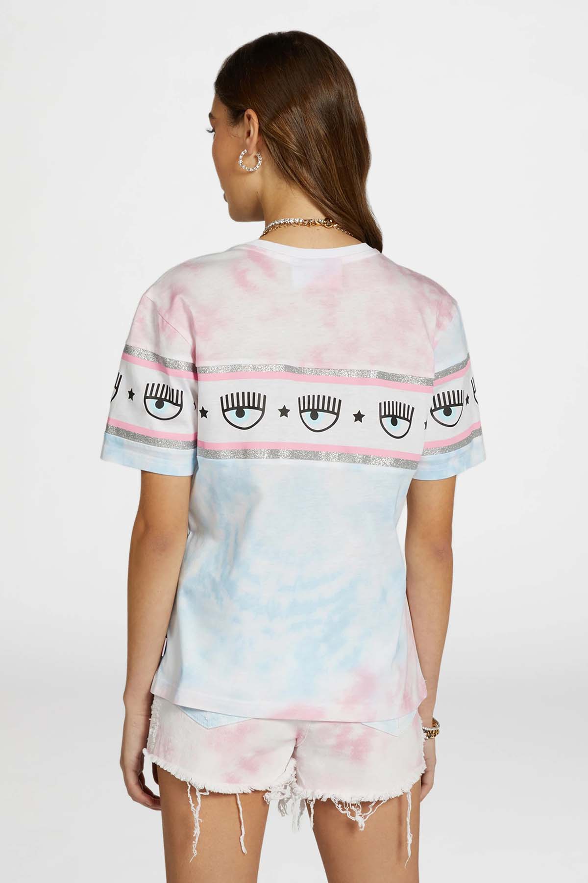 Chiara Ferragni Geniş Kesim Göz Logolu Batik T-shirt-Libas Trendy Fashion Store