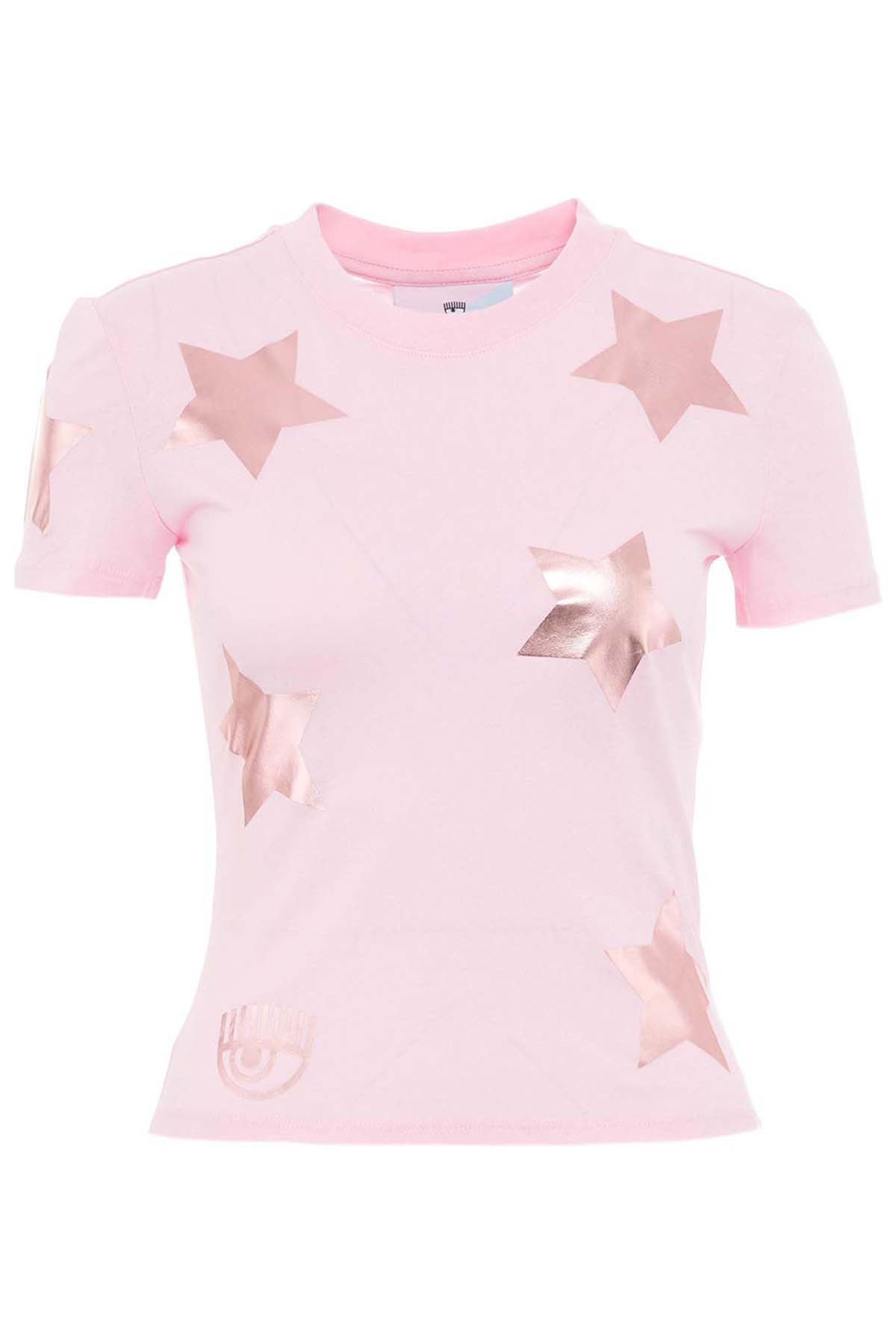 Chiara Ferragni Yıldızlı Yuvarlak Yaka T-shirt-Libas Trendy Fashion Store