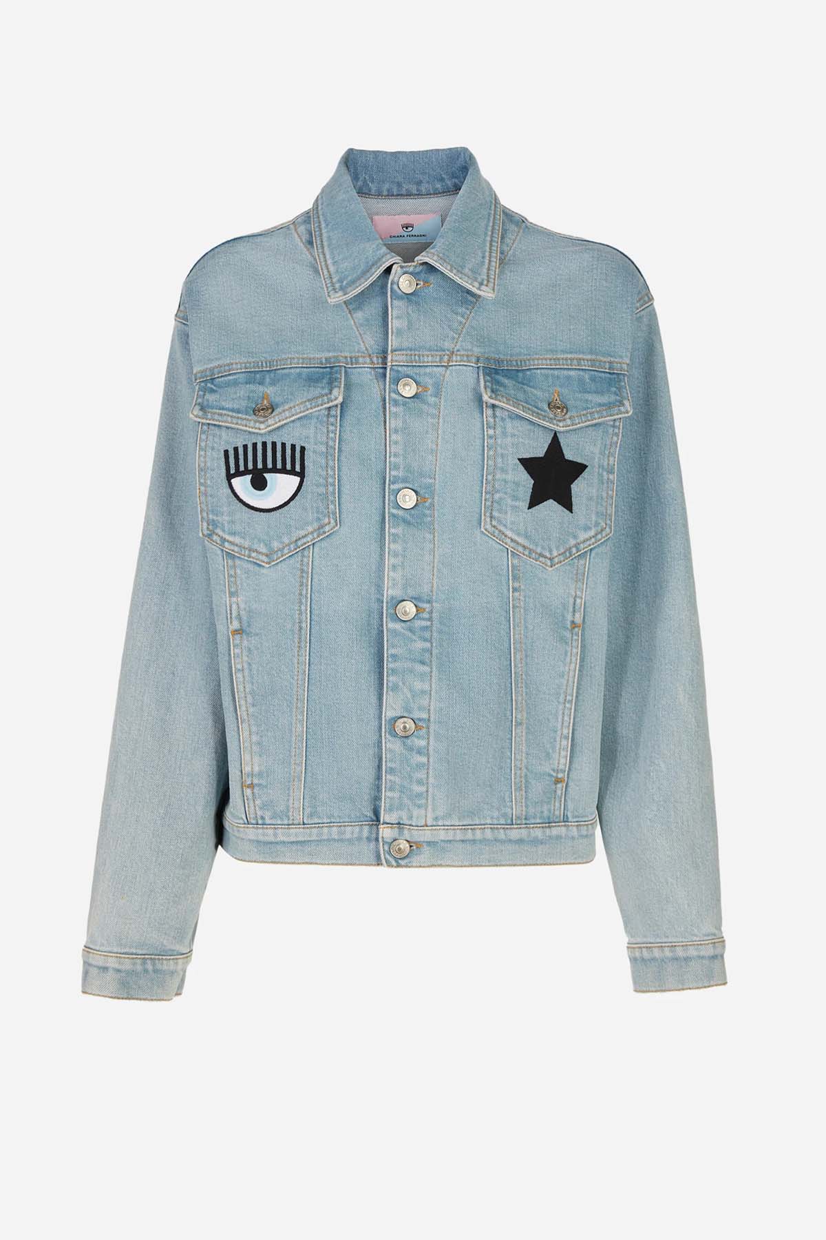 Chiara Ferragni Göz Logolu Denim Ceket-Libas Trendy Fashion Store