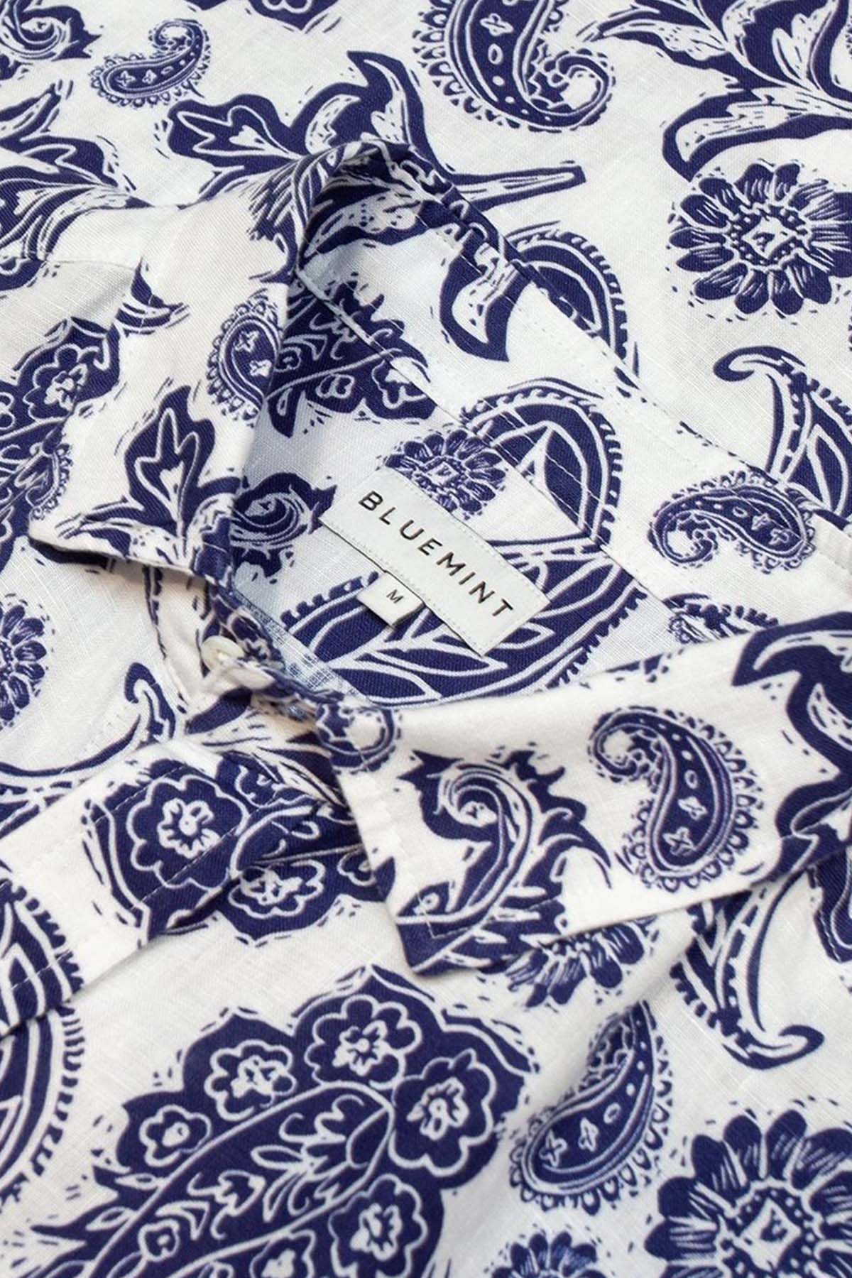 Bluemint Comfort Fit Luca Desenli Keten Gömlek-Libas Trendy Fashion Store
