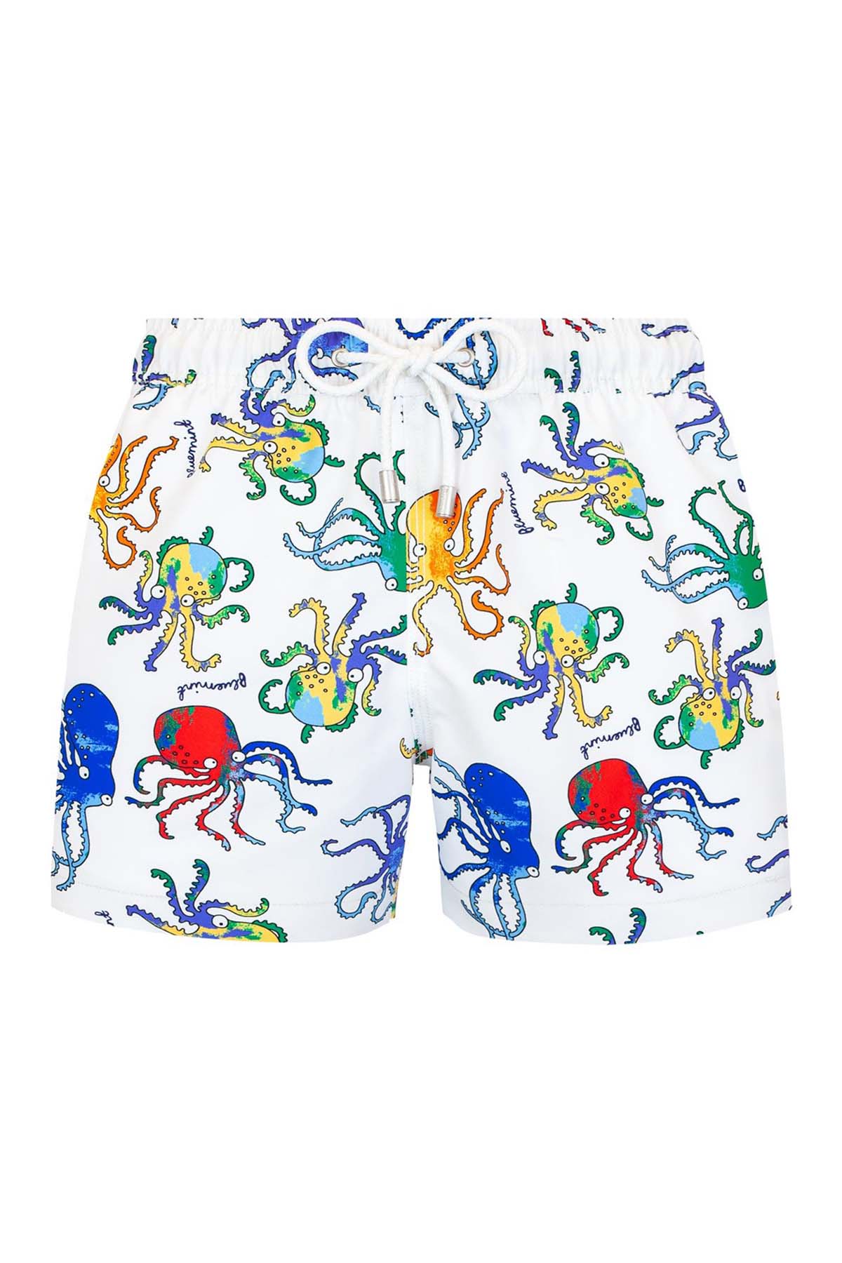 Bluemint Kids 2-12 Yaş Erkek Çocuk Arthus White Octopus Şort Mayo-Libas Trendy Fashion Store