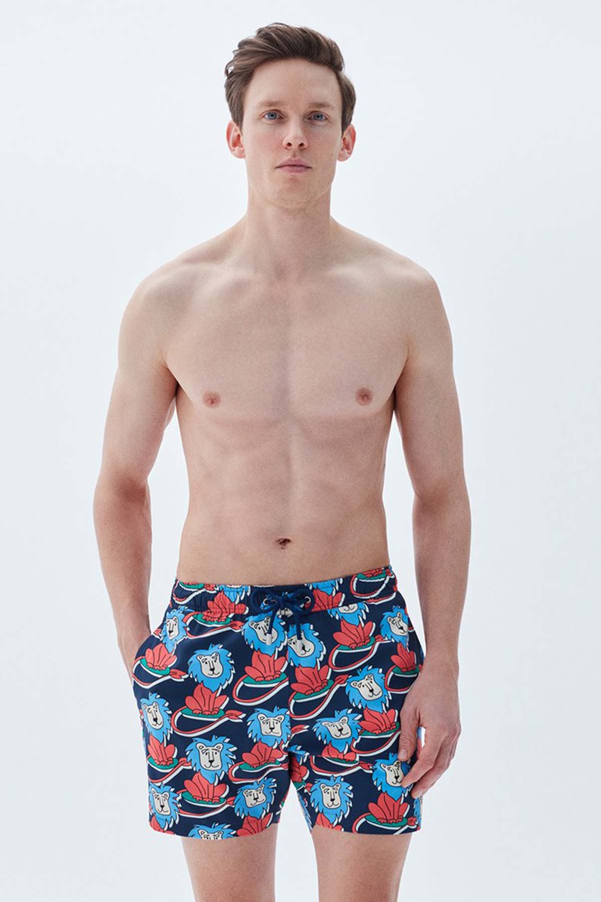 Bluemint Arthus Stretch Navy Leo Şort Mayo-Libas Trendy Fashion Store