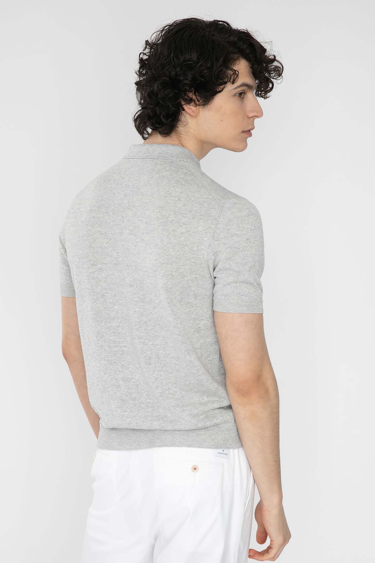 Gran Sasso Polo Yaka Keten Karışımlı Örme T-Shirt-Libas Trendy Fashion Store