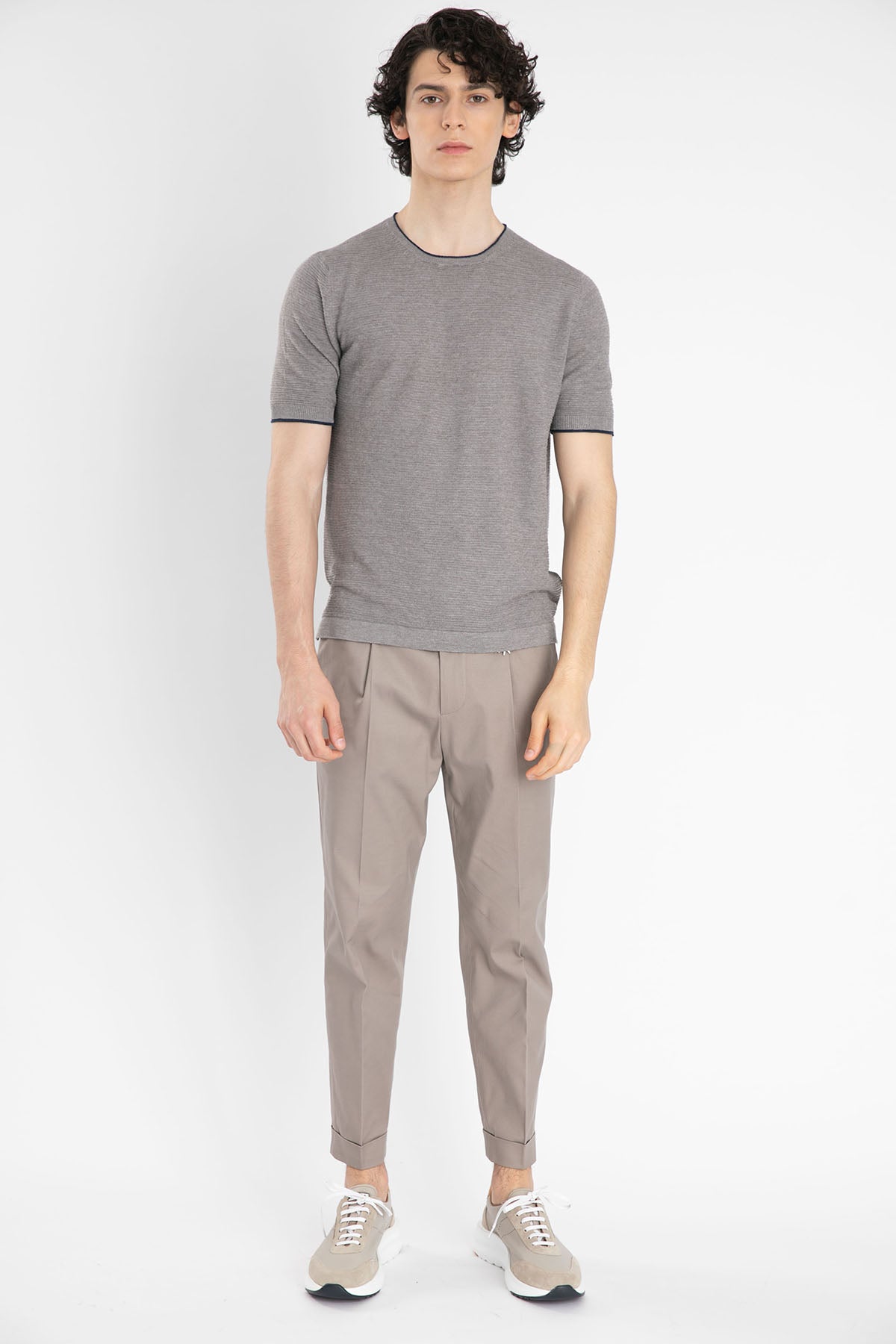 Gran Sasso Yuvarlak Yaka Keten Karışımlı Örme T-Shirt-Libas Trendy Fashion Store