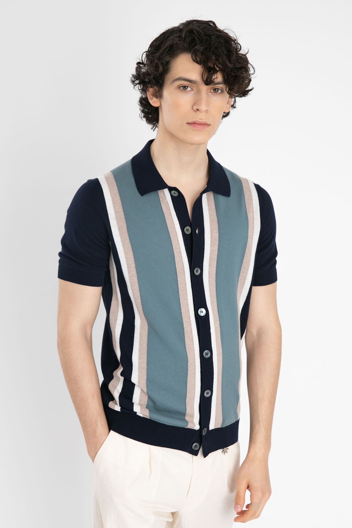 Gran Sasso Polo Yaka Düğmeli Triko Gömlek-Libas Trendy Fashion Store