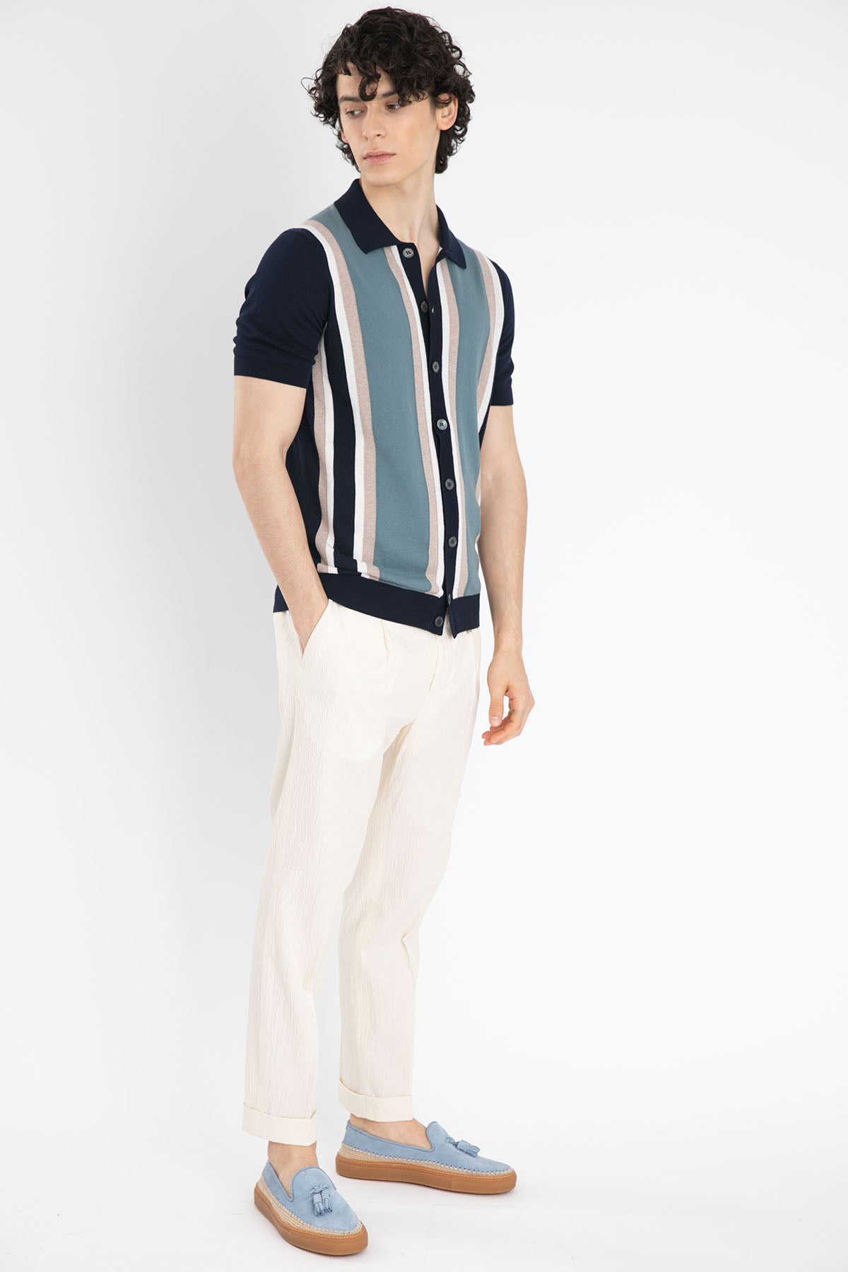 Gran Sasso Polo Yaka Düğmeli Triko Gömlek-Libas Trendy Fashion Store