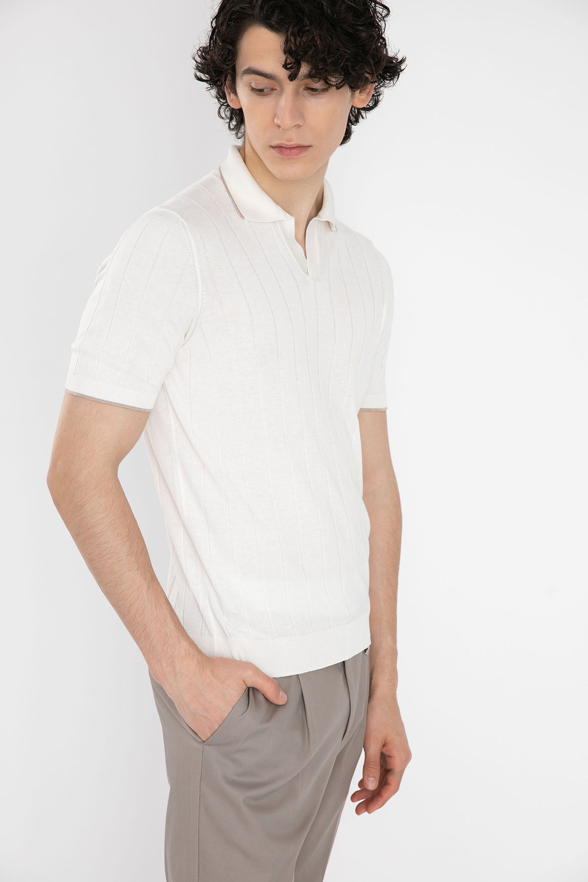 Gran Sasso Polo Yaka Örme İpek T-Shirt-Libas Trendy Fashion Store