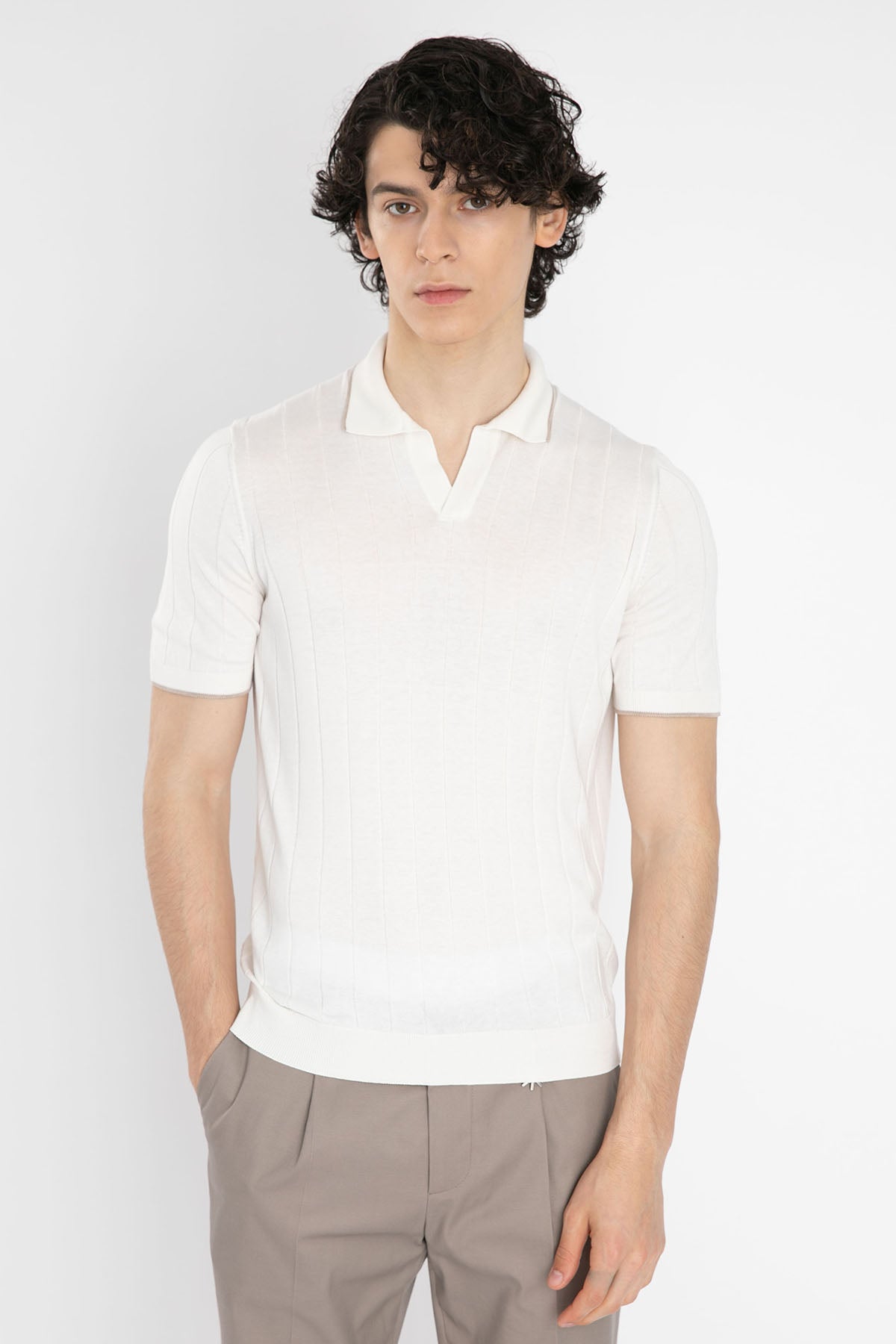 Gran Sasso Polo Yaka Örme İpek T-Shirt-Libas Trendy Fashion Store